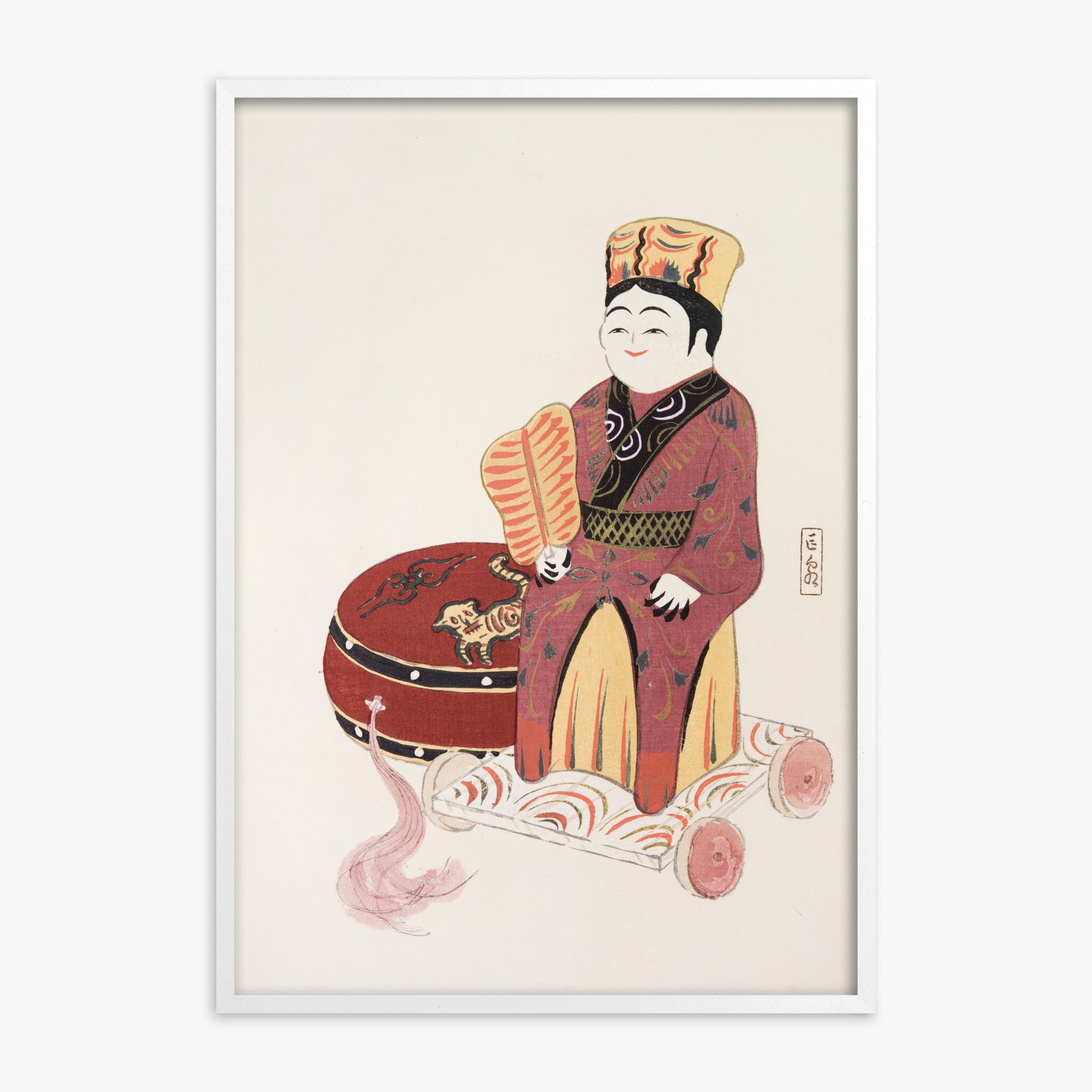 Kawasaki Kyosen: Kyosen’s Collected Illustrations of Japanese Toys Nr. 22 ("Serene Journey Through Ancient Traditions"), White Framed Art Reproduction With White Frame
