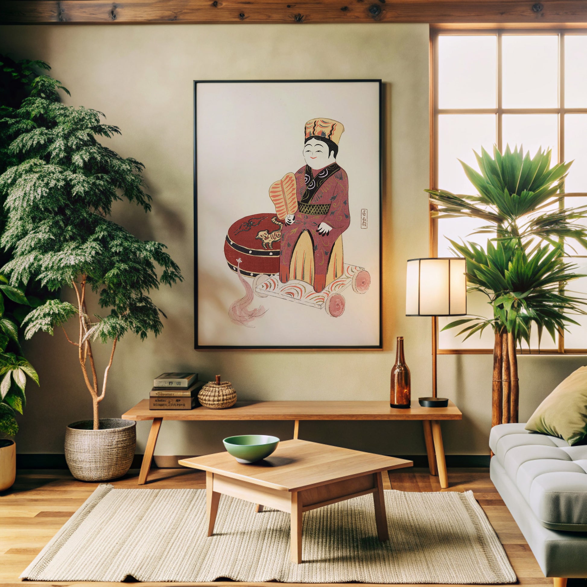 Design Concept No. 32 for Kawasaki Kyosen: Kyosen’s Collected Illustrations of Japanese Toys Nr. 22 ("Serene Journey Through Ancient Traditions") Japanese Wall Art