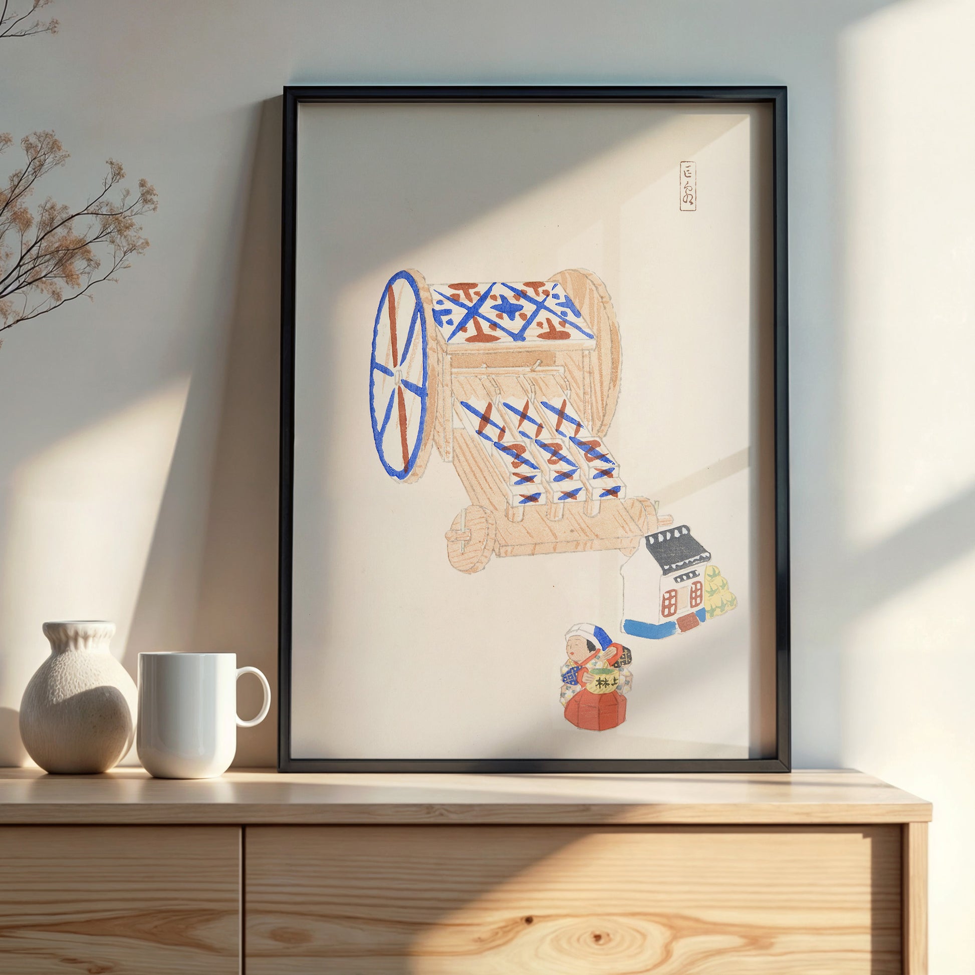 Design Concept No. 22 for Kawasaki Kyosen: Kyosen’s Collected Illustrations of Japanese Toys Nr. 23 ("Ancient Mechanism") Japanese Wall Art
