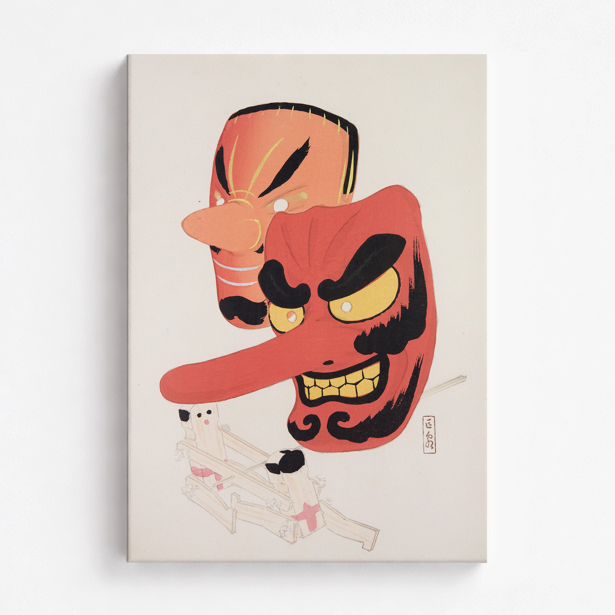 Kyosen’s Collected Illustrations of Japanese Toys Nr. 27 ("Tengu Spirit Masks")