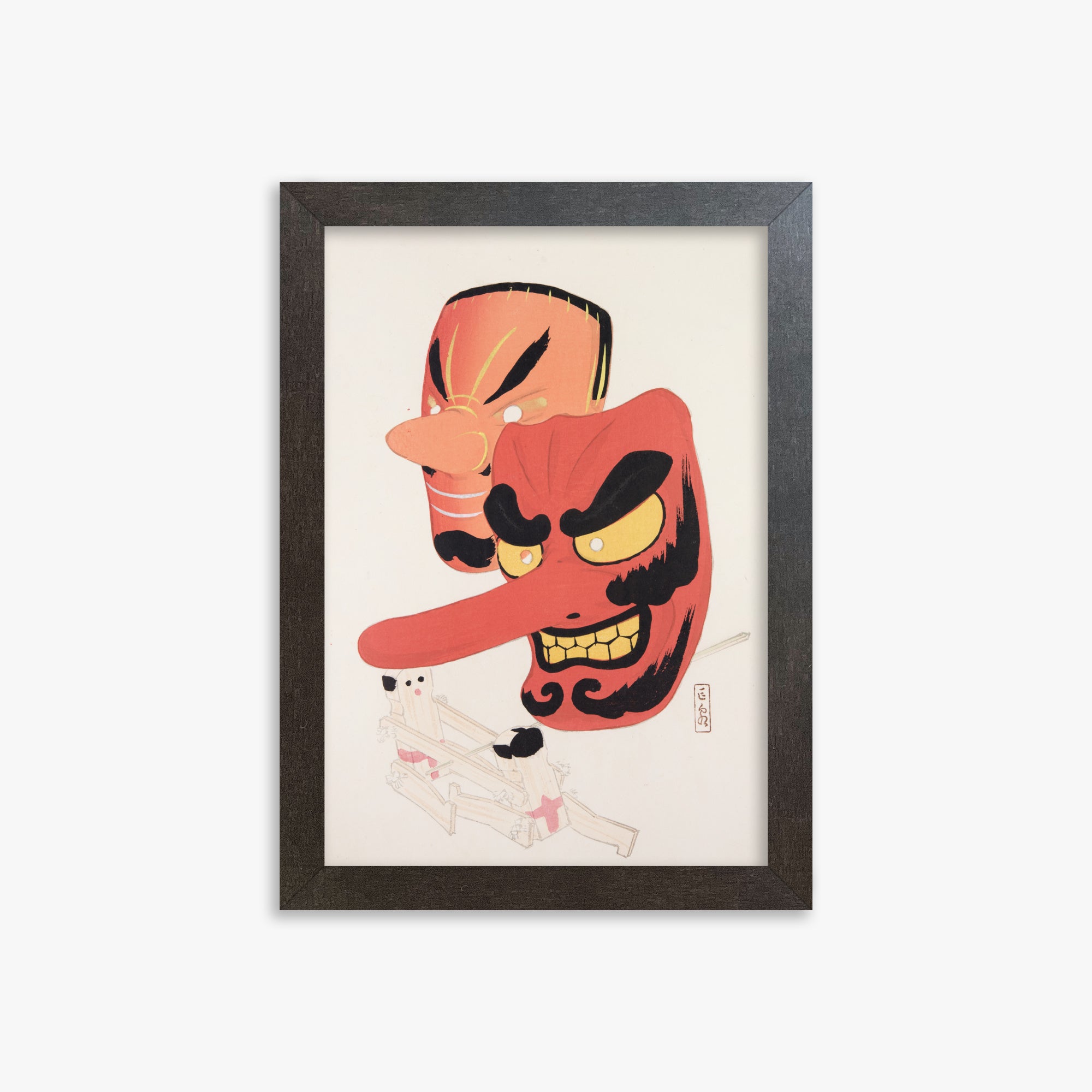 Kyosen's Collected Illustrations of Japanese Toys Nr. 27 ("Tengu Spirit Masks")
