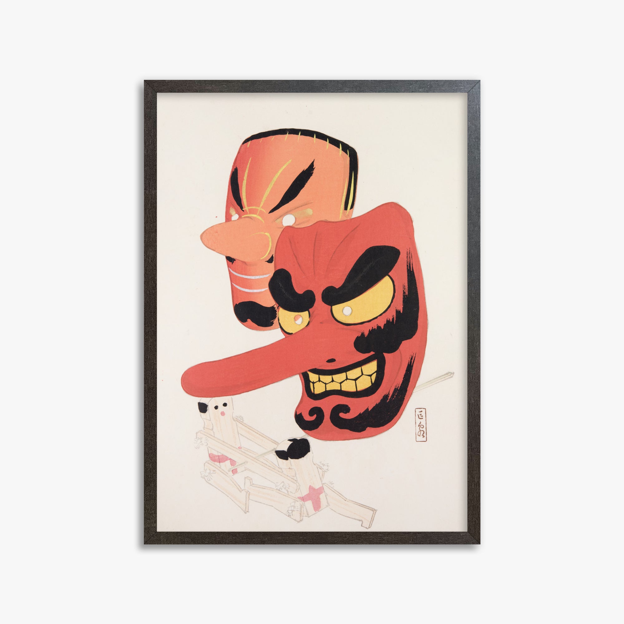 Kyosen's Collected Illustrations of Japanese Toys Nr. 27 ("Tengu Spirit Masks")