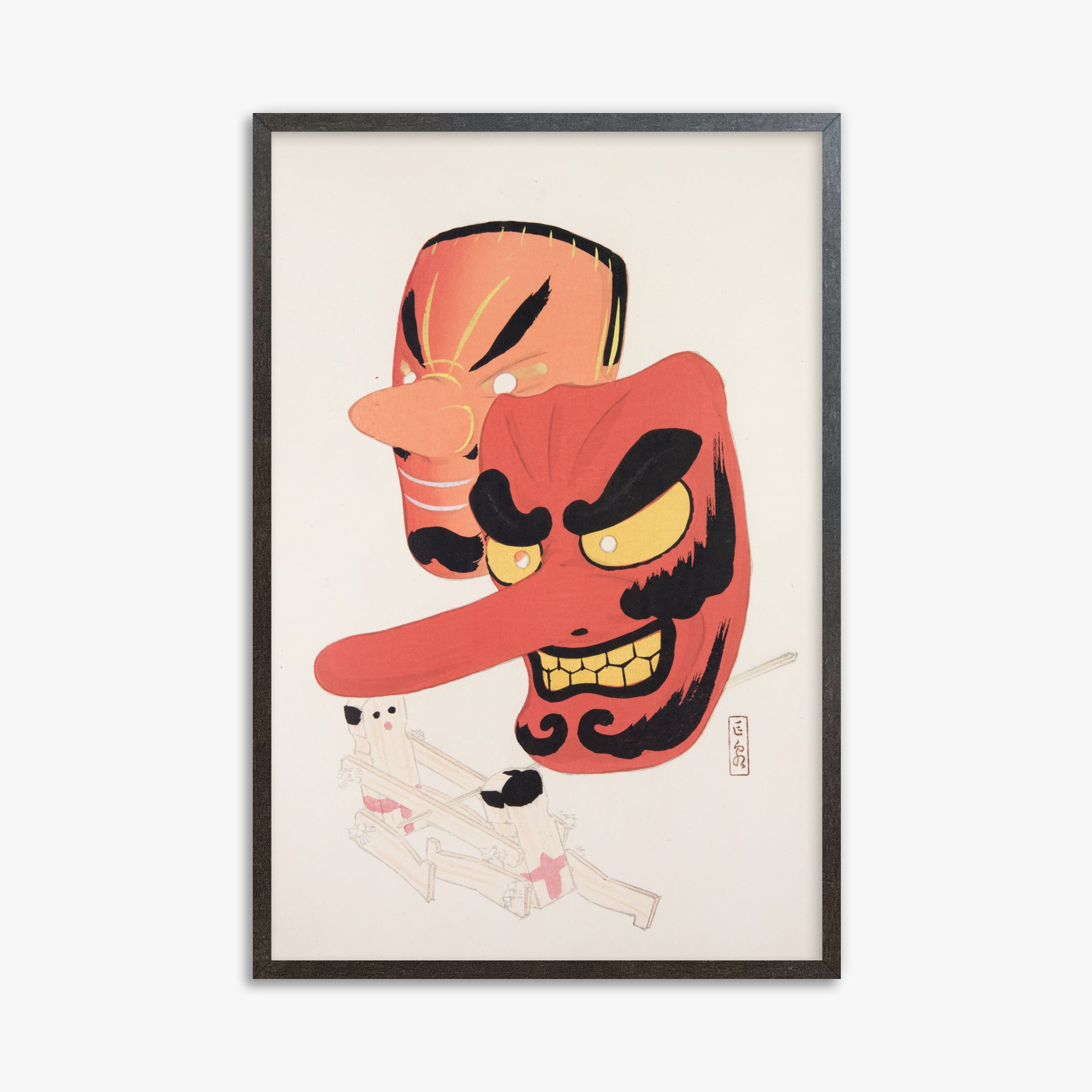 Kyosen's Collected Illustrations of Japanese Toys Nr. 27 ("Tengu Spirit Masks")