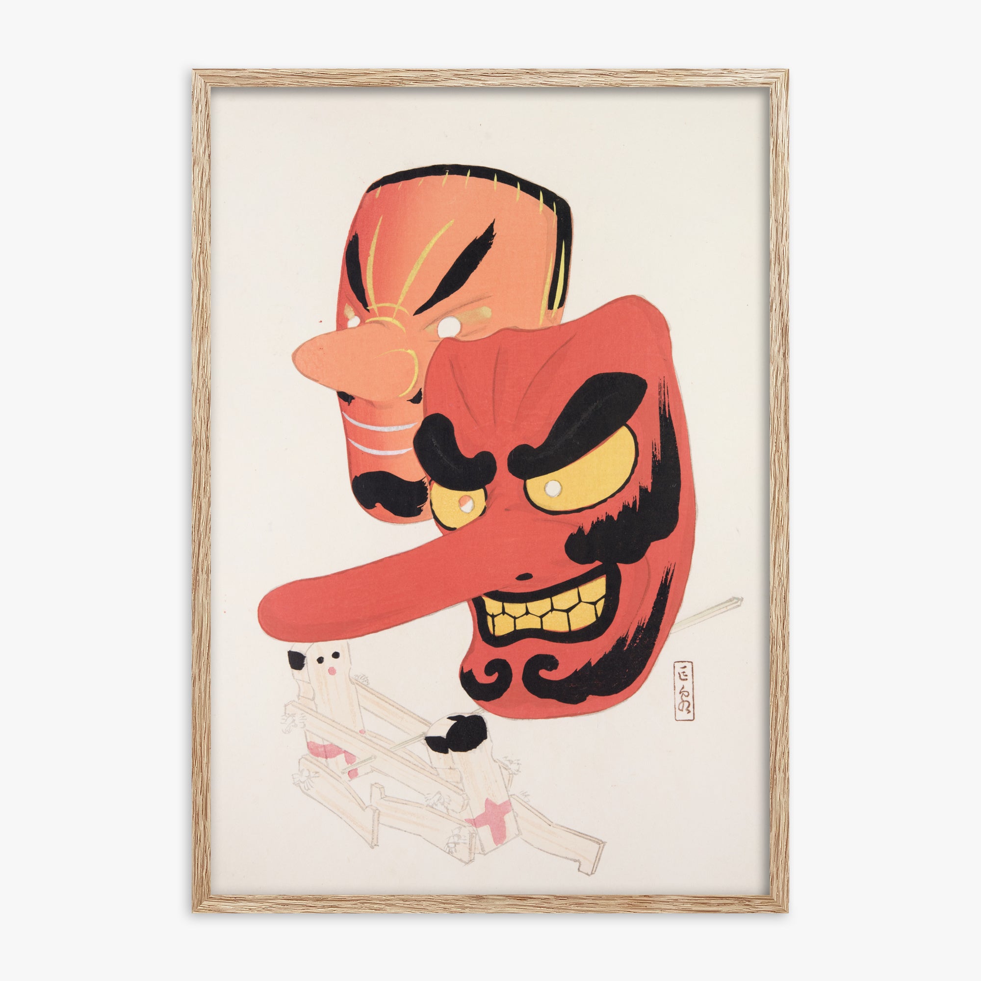Kyosen's Collected Illustrations of Japanese Toys Nr. 27 ("Tengu Spirit Masks")