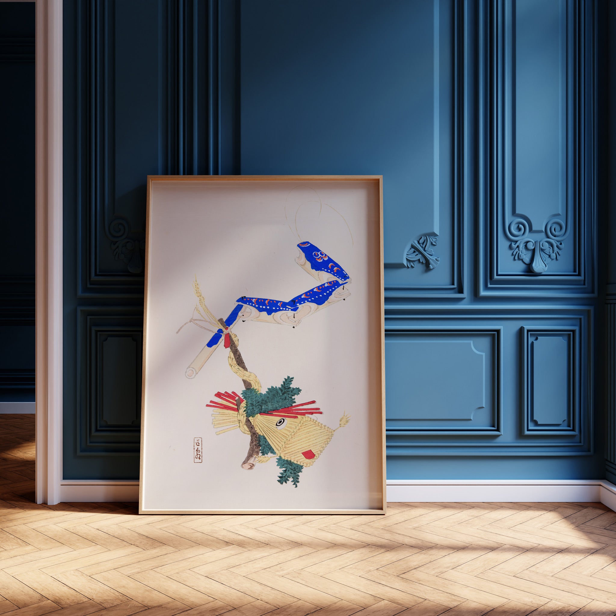 Design Concept No. 12 for Kawasaki Kyosen: Kyosen’s Collected Illustrations of Japanese Toys Nr. 28 ("Floating Carp And Water Snake Toys") Japanese Wall Art