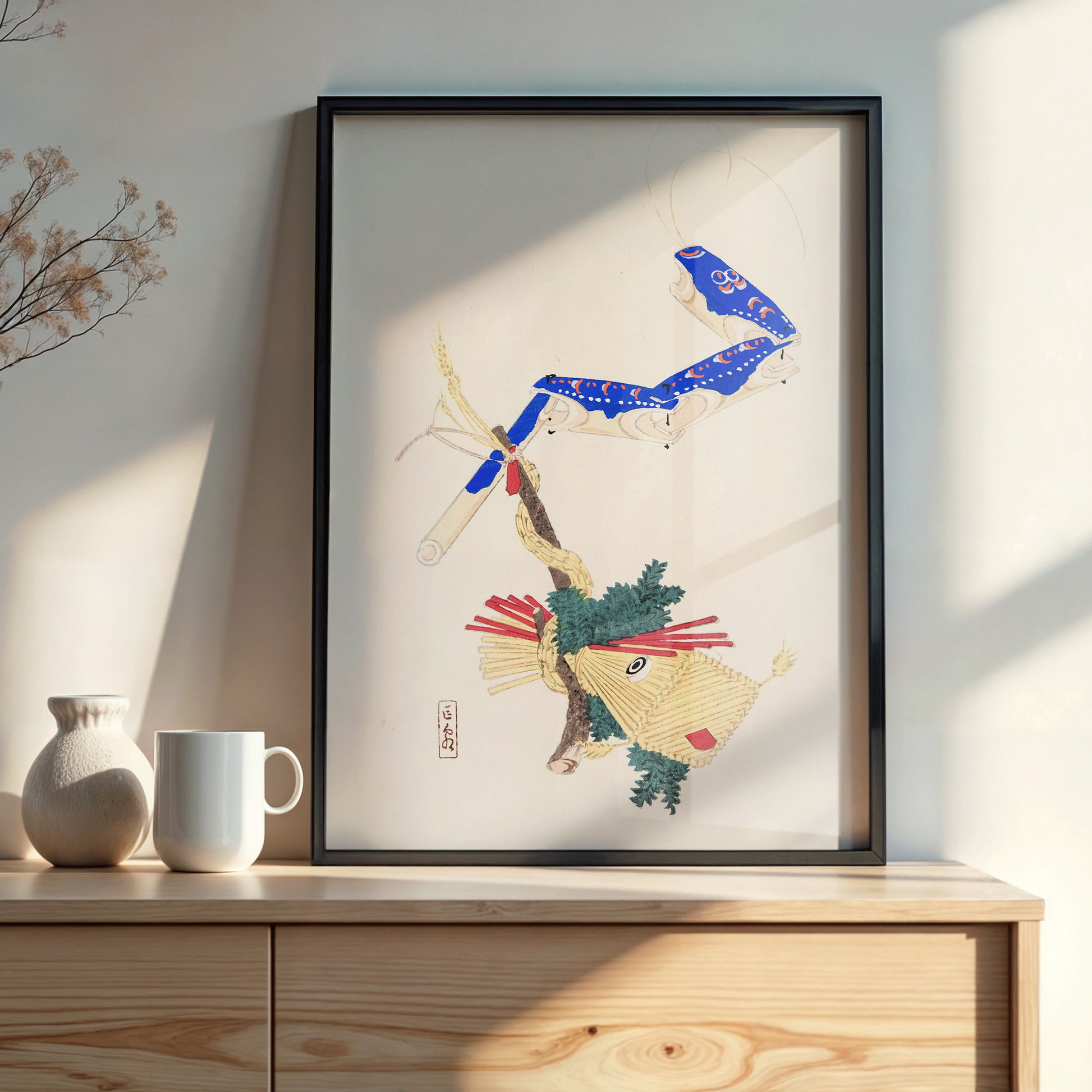 Design Concept No. 22 for Kawasaki Kyosen: Kyosen’s Collected Illustrations of Japanese Toys Nr. 28 ("Floating Carp And Water Snake Toys") Japanese Wall Art