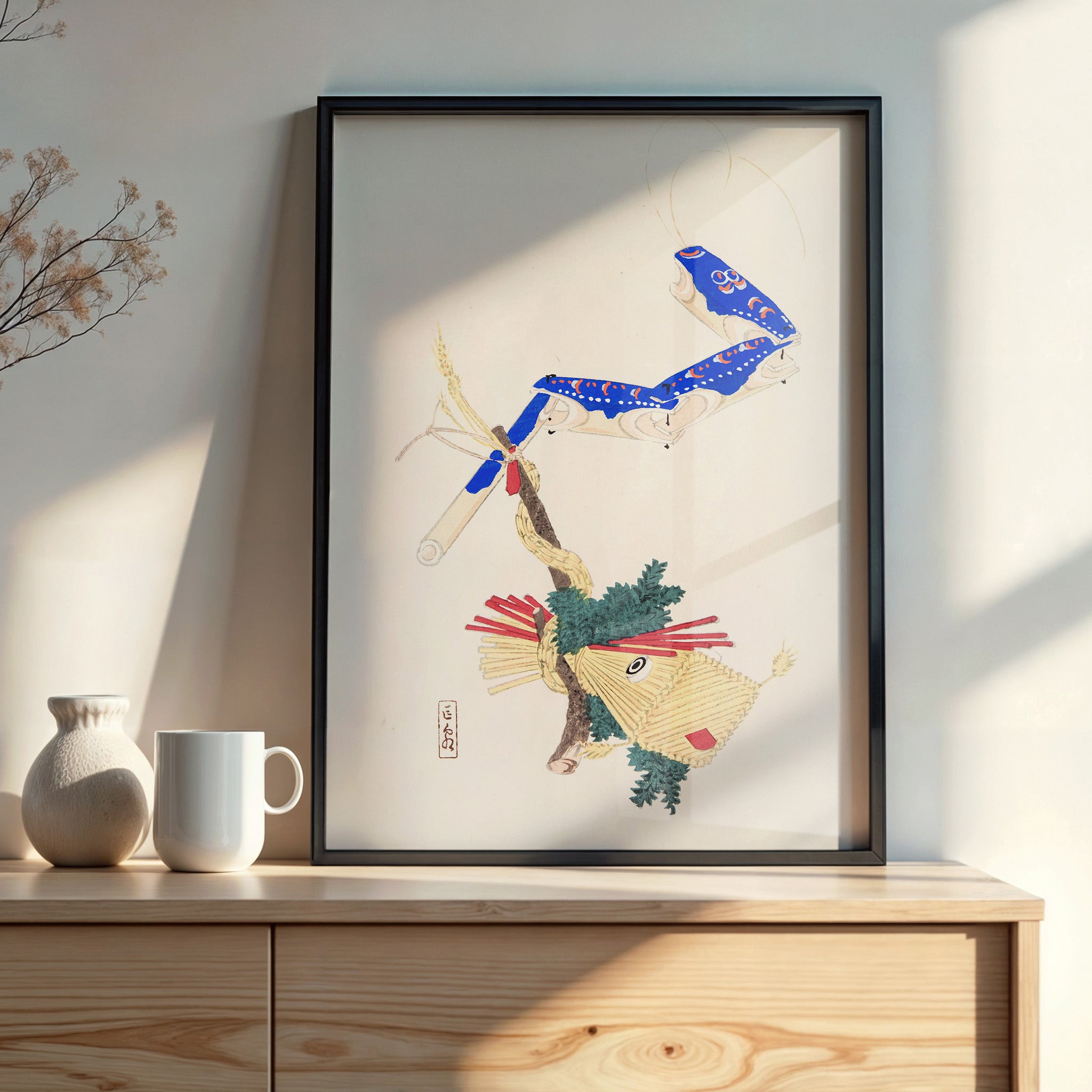 Design Concept No. 22 for Kawasaki Kyosen: Kyosen’s Collected Illustrations of Japanese Toys Nr. 28 ("Floating Carp And Water Snake Toys") Japanese Wall Art