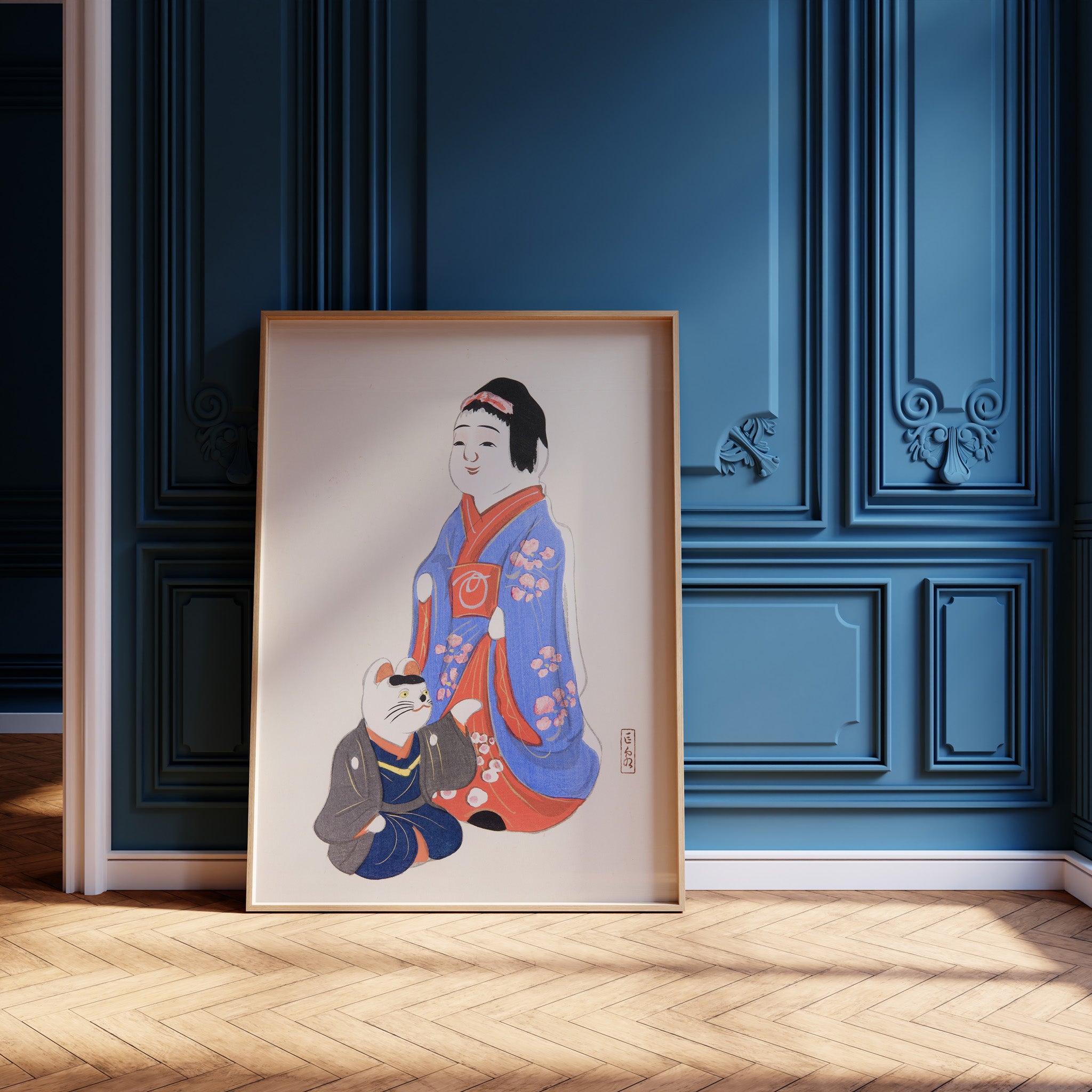 Design Concept No. 12 for Kawasaki Kyosen: Kyosen’s Collected Illustrations of Japanese Toys Nr. 29 ("Serene Blossom Kimono") Japanese Wall Art