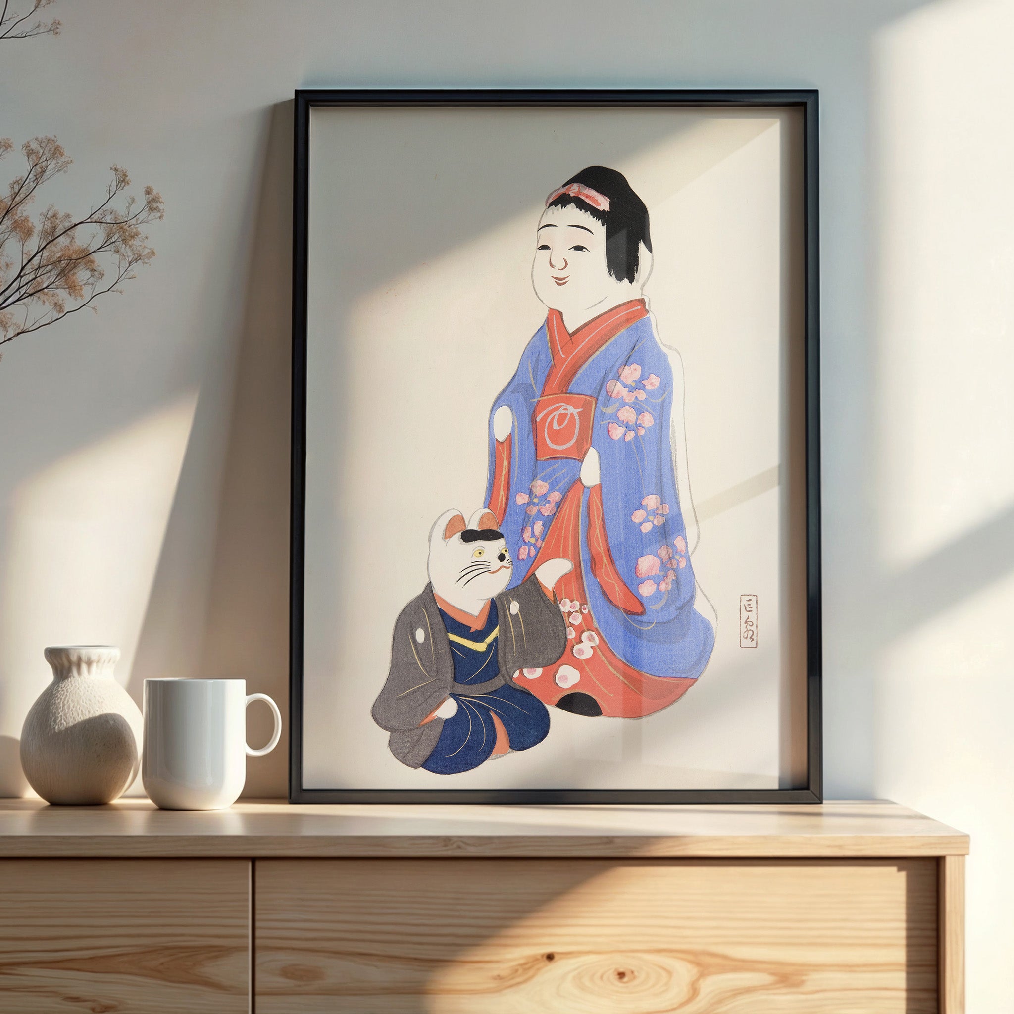 Design Concept No. 22 for Kawasaki Kyosen: Kyosen’s Collected Illustrations of Japanese Toys Nr. 29 ("Serene Blossom Kimono") Japanese Wall Art