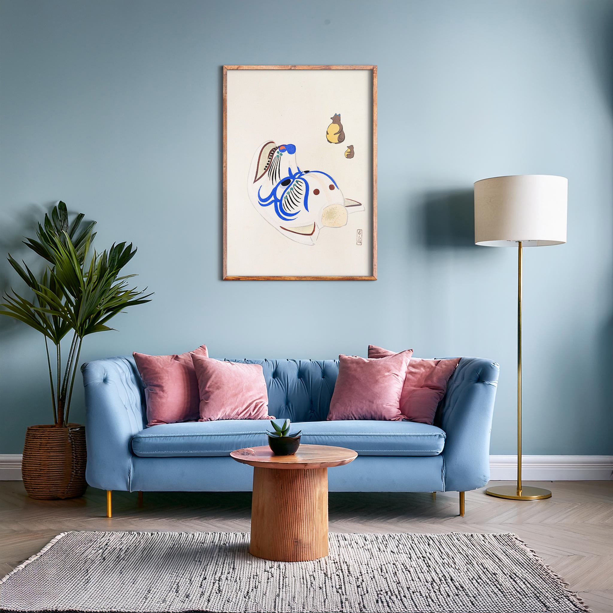 Design Concept No. 28 for Kawasaki Kyosen: Kyosen’s Collected Illustrations of Japanese Toys Nr. 33 ("Masquerade & Cubs") Japanese Wall Art