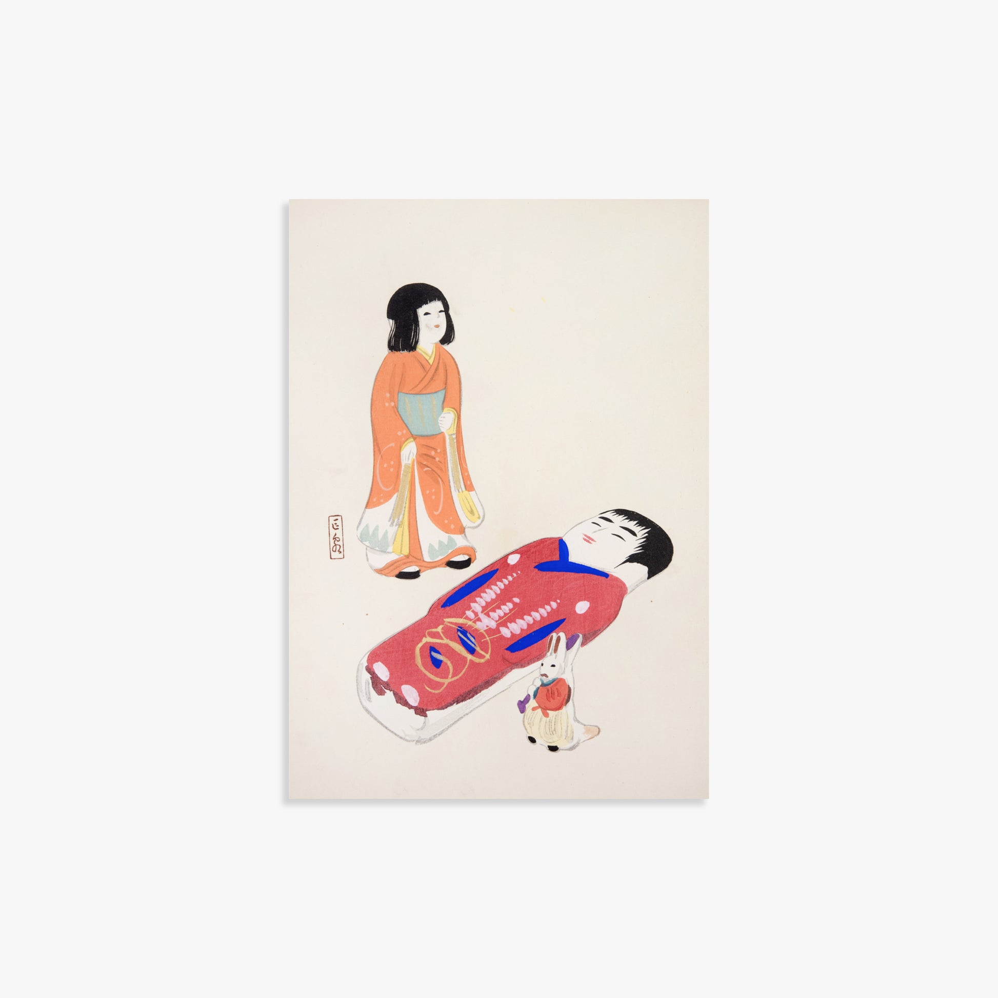 Kawasaki Kyosen: Kyosen’s Collected Illustrations of Japanese Toys Nr. 34 ("Traditional Japanese Dolls"), 21x30cm Art Reproduction Unframed