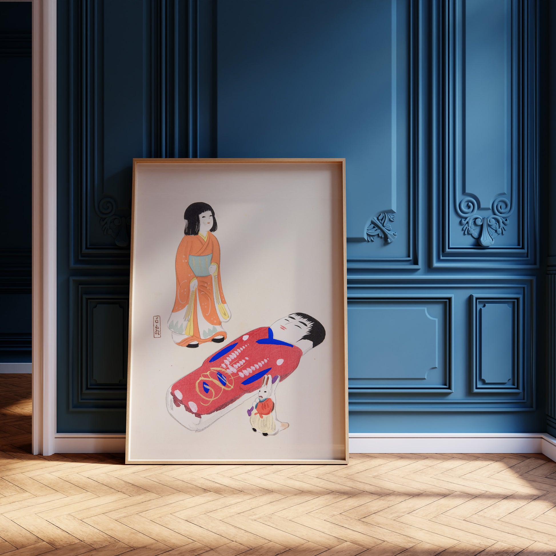 Design Concept No. 12 for Kawasaki Kyosen: Kyosen’s Collected Illustrations of Japanese Toys Nr. 34 ("Traditional Japanese Dolls") Japanese Wall Art