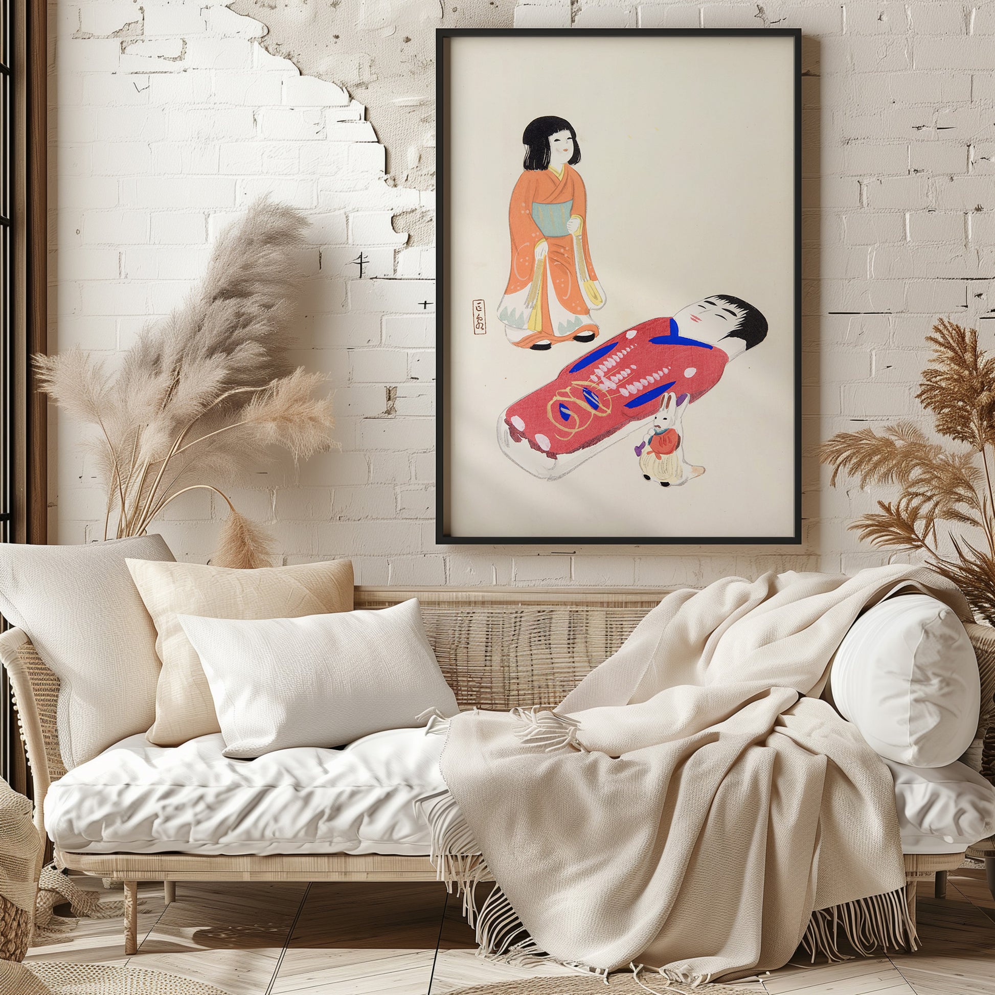 Design Concept No. 29 for Kawasaki Kyosen: Kyosen’s Collected Illustrations of Japanese Toys Nr. 34 ("Traditional Japanese Dolls") Japanese Wall Art