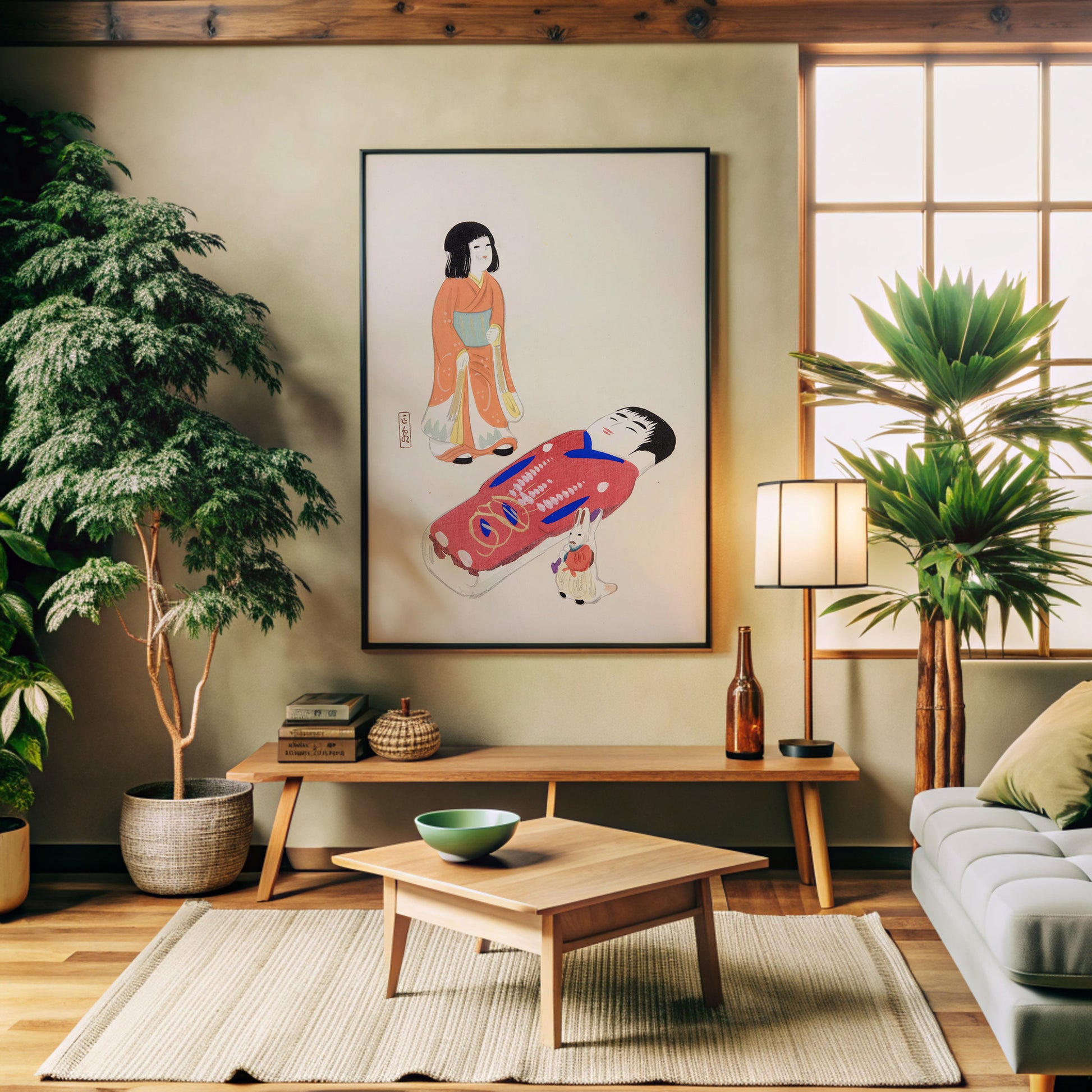 Design Concept No. 32 for Kawasaki Kyosen: Kyosen’s Collected Illustrations of Japanese Toys Nr. 34 ("Traditional Japanese Dolls") Japanese Wall Art