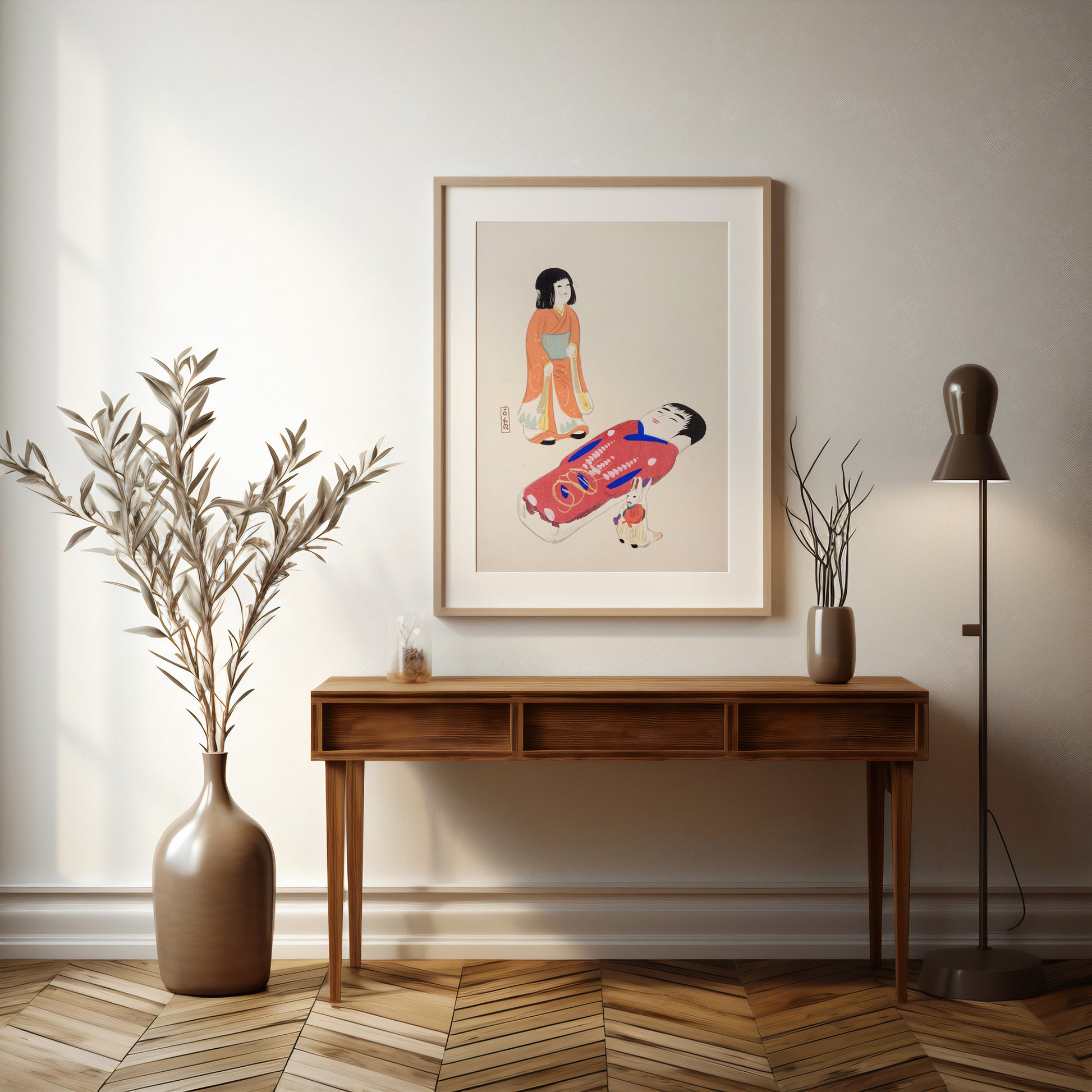 Design Concept No. 37 for Kawasaki Kyosen: Kyosen’s Collected Illustrations of Japanese Toys Nr. 34 ("Traditional Japanese Dolls") Japanese Wall Art
