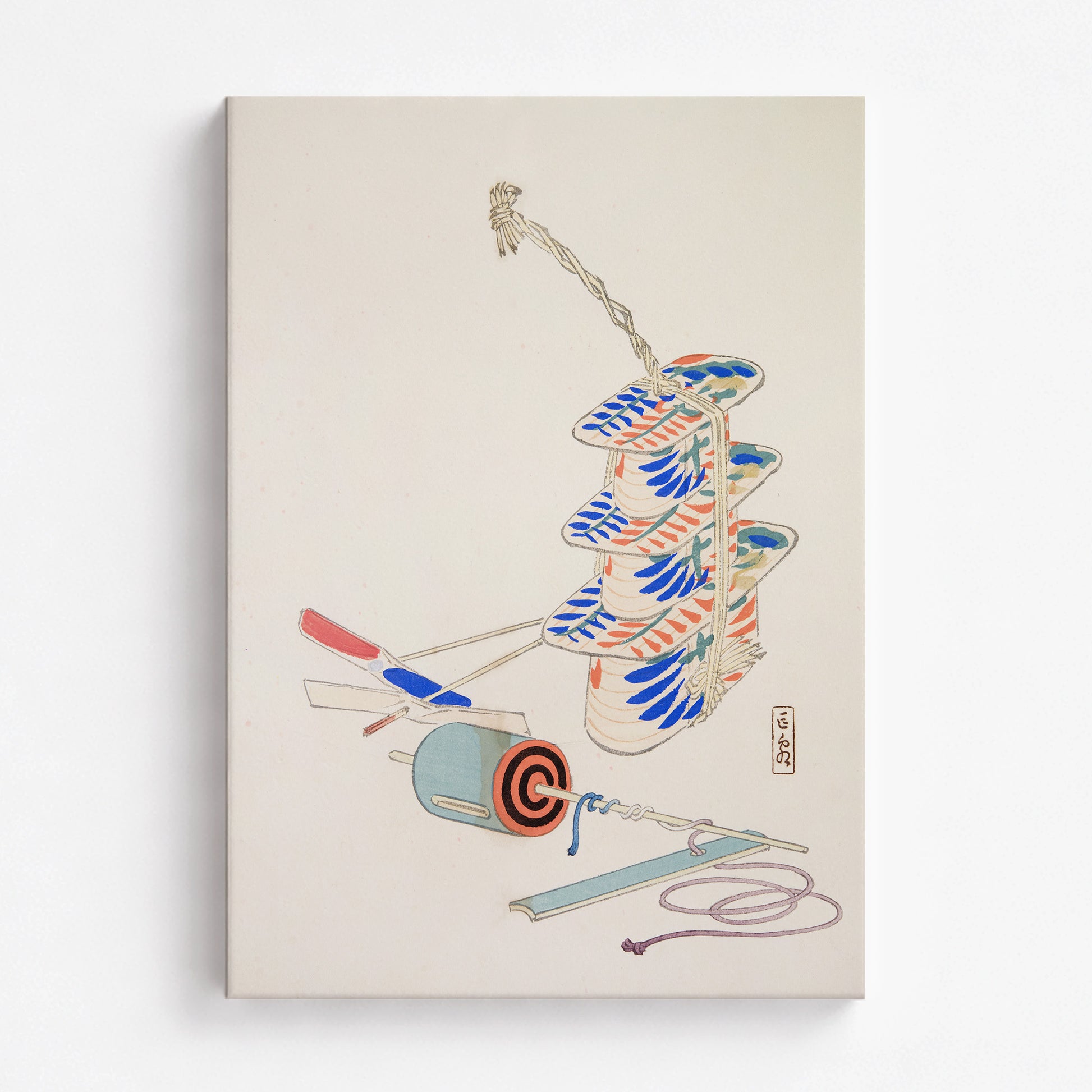 Kawasaki Kyosen: Kyosen’s Collected Illustrations of Japanese Toys Nr. 37 ("Nostalgic Winds: Japanese Childhood Treasures"), 70x100cm Satin Canvas Art Reproduction