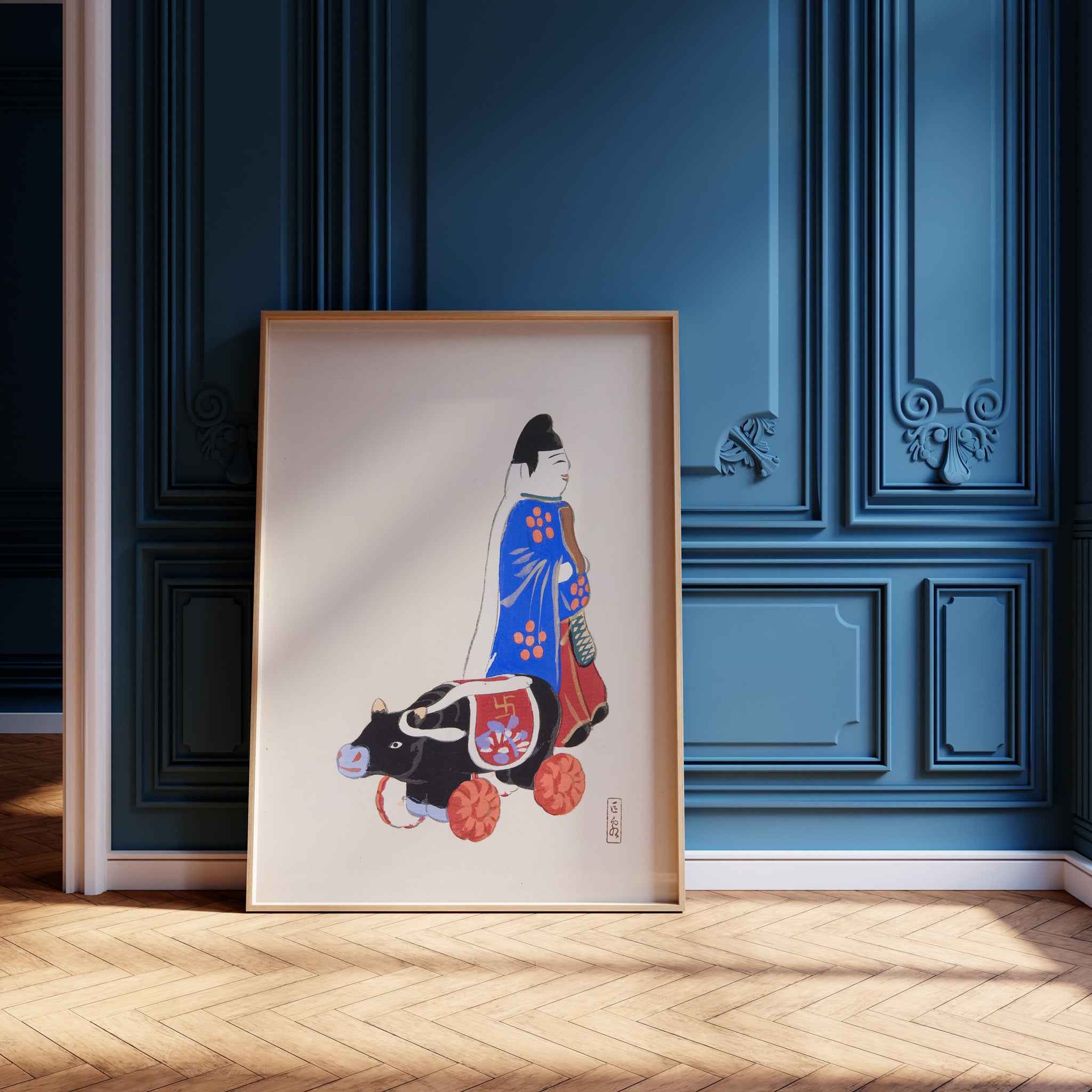 Design Concept No. 12 for Kawasaki Kyosen: Kyosen’s Collected Illustrations of Japanese Toys Nr. 39 ("Ancient Companion: Japanese Pastoral Toy") Japanese Wall Art
