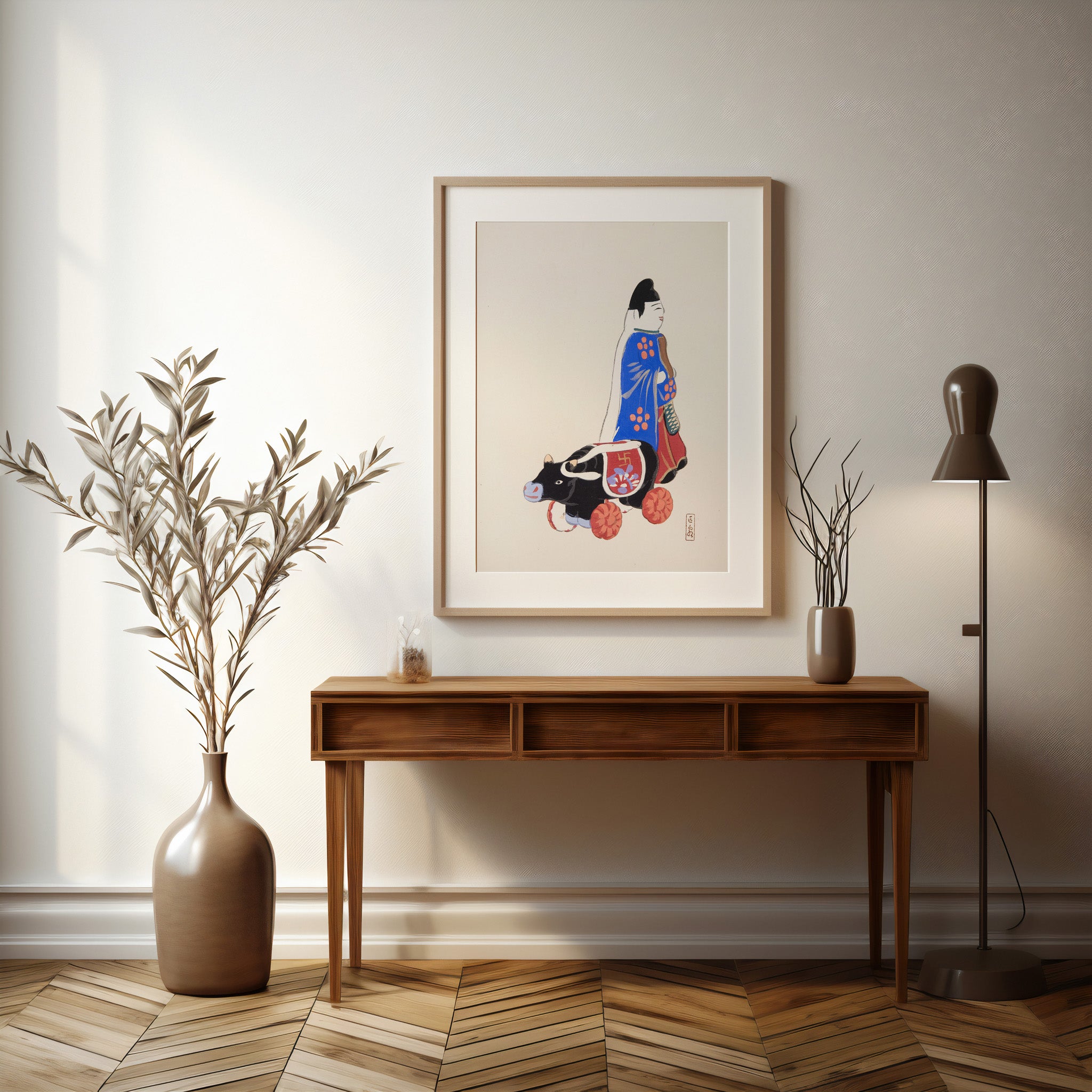 Design Concept No. 37 for Kawasaki Kyosen: Kyosen’s Collected Illustrations of Japanese Toys Nr. 39 ("Ancient Companion: Japanese Pastoral Toy") Japanese Wall Art