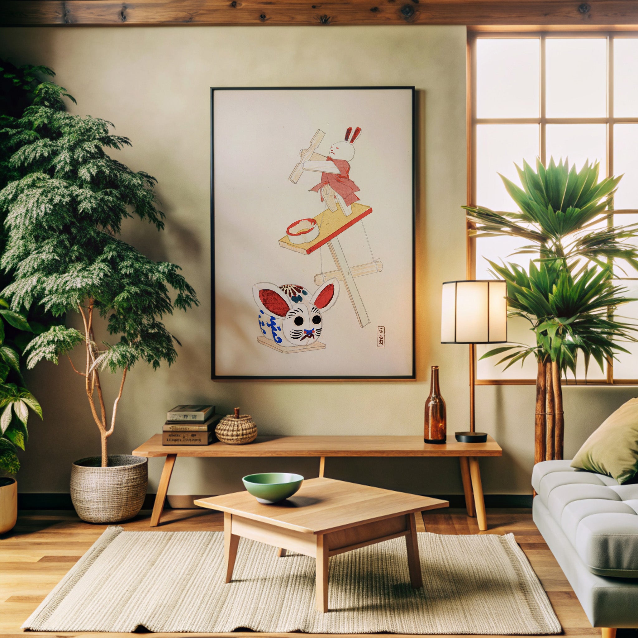 アート・デザイン・音楽 Fly : Kawabata Takeru concept book Kawasaki Kyosen — Rabbit Toys | Omocha-e Woodblock Print – Japandi.Art