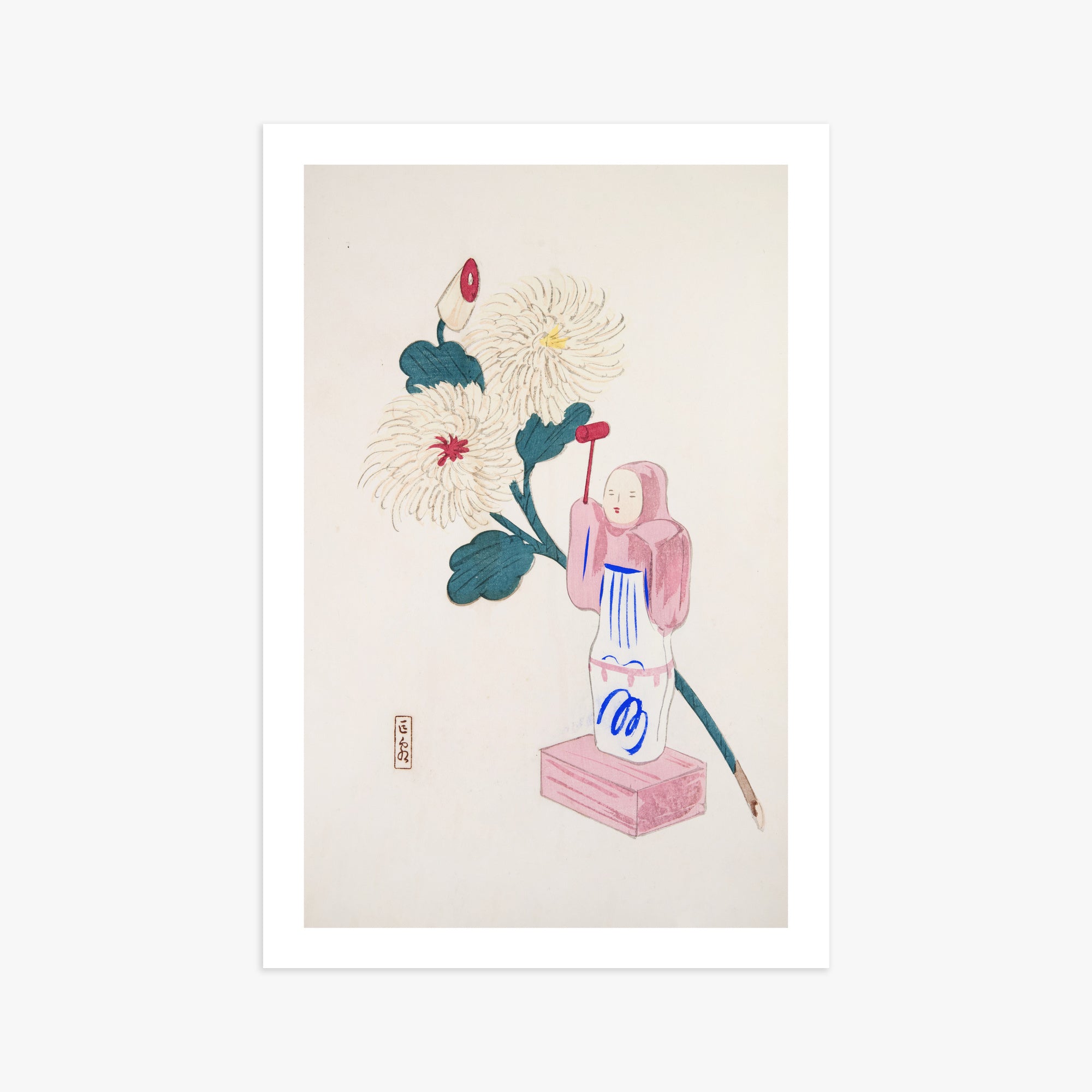 Kawasaki Kyosen: Kyosen’s Collected Illustrations of Japanese Toys Nr. 41 ("Serene Chrysanthemum Bloom"), 61x91cm Art Reproduction Unframed