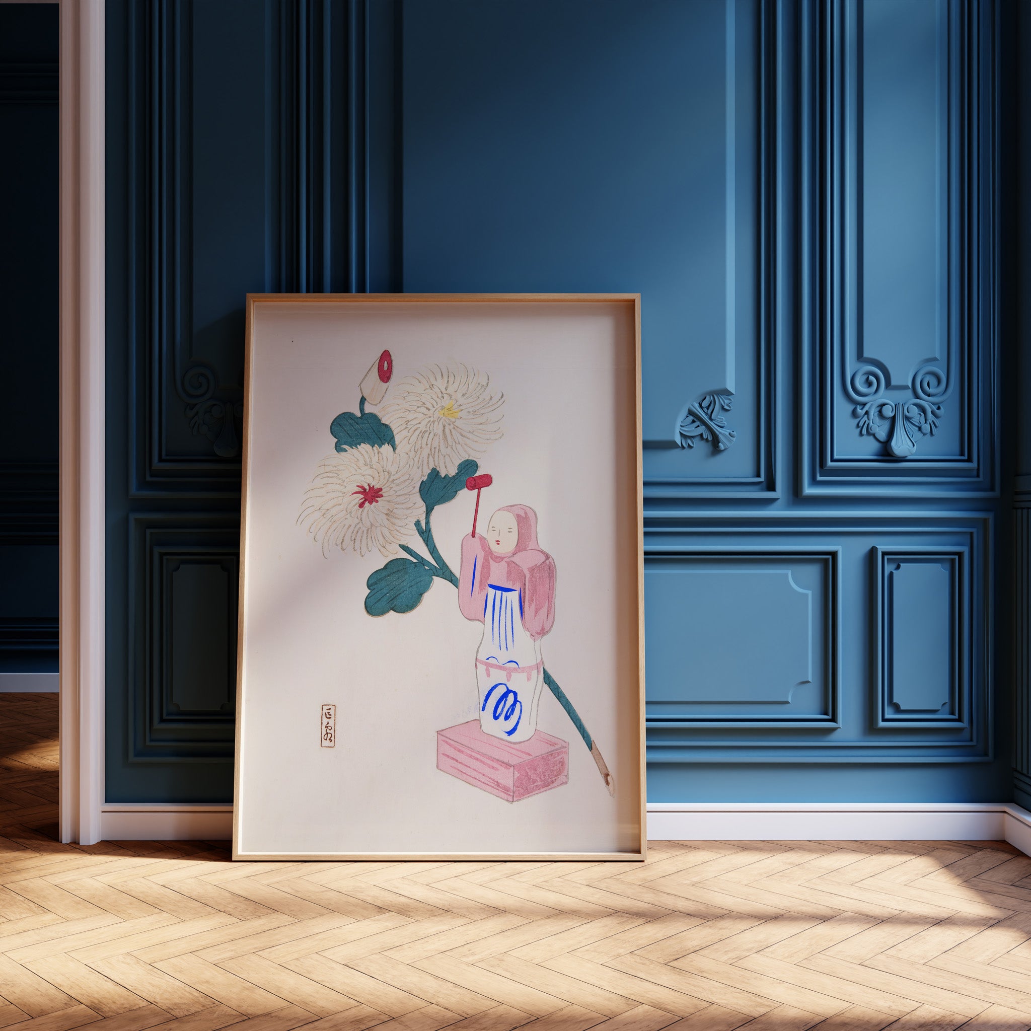 Design Concept No. 12 for Kawasaki Kyosen: Kyosen’s Collected Illustrations of Japanese Toys Nr. 41 ("Serene Chrysanthemum Bloom") Japanese Wall Art