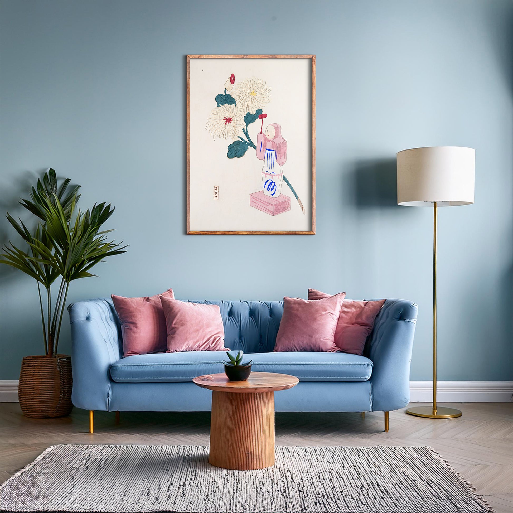 Design Concept No. 28 for Kawasaki Kyosen: Kyosen’s Collected Illustrations of Japanese Toys Nr. 41 ("Serene Chrysanthemum Bloom") Japanese Wall Art