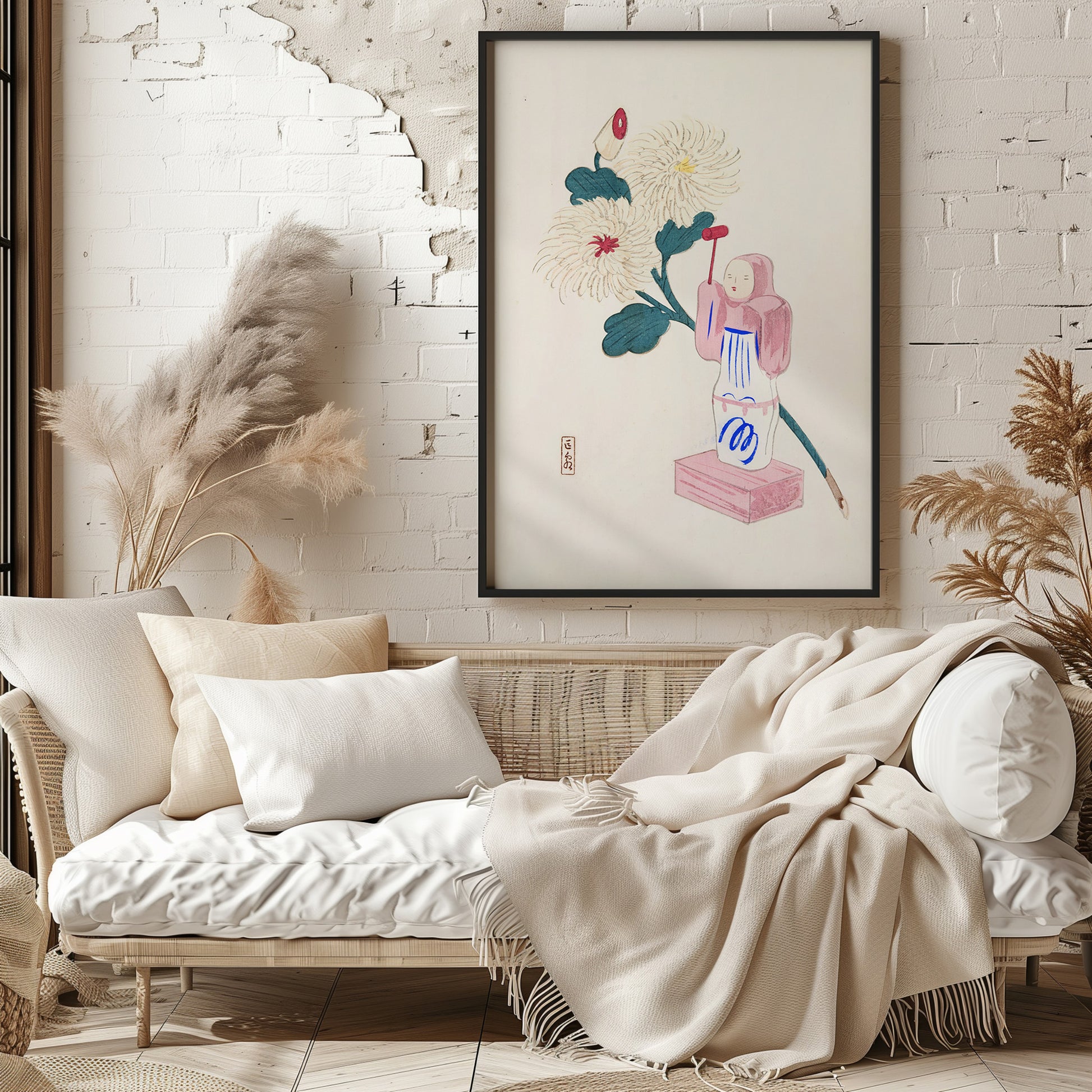 Design Concept No. 29 for Kawasaki Kyosen: Kyosen’s Collected Illustrations of Japanese Toys Nr. 41 ("Serene Chrysanthemum Bloom") Japanese Wall Art