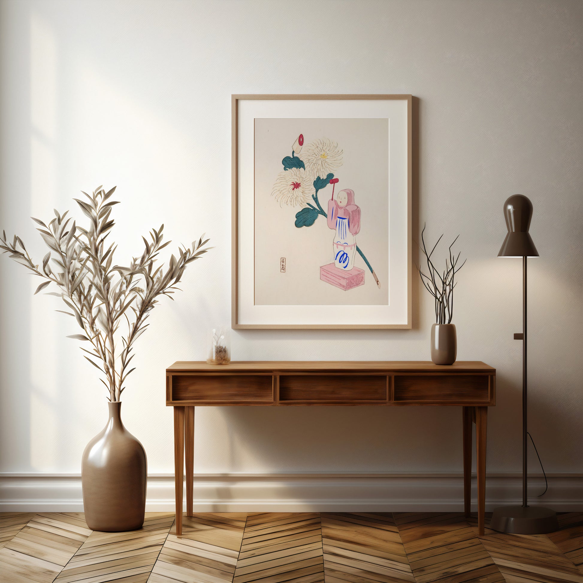 Design Concept No. 37 for Kawasaki Kyosen: Kyosen’s Collected Illustrations of Japanese Toys Nr. 41 ("Serene Chrysanthemum Bloom") Japanese Wall Art