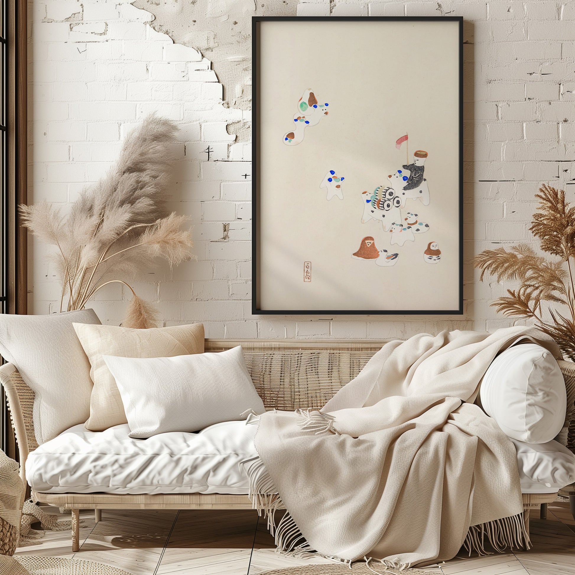 Design Concept No. 29 for Kawasaki Kyosen: Kyosen’s Collected Illustrations of Japanese Toys Nr. 46 ("Whimsical Parade") Japanese Wall Art