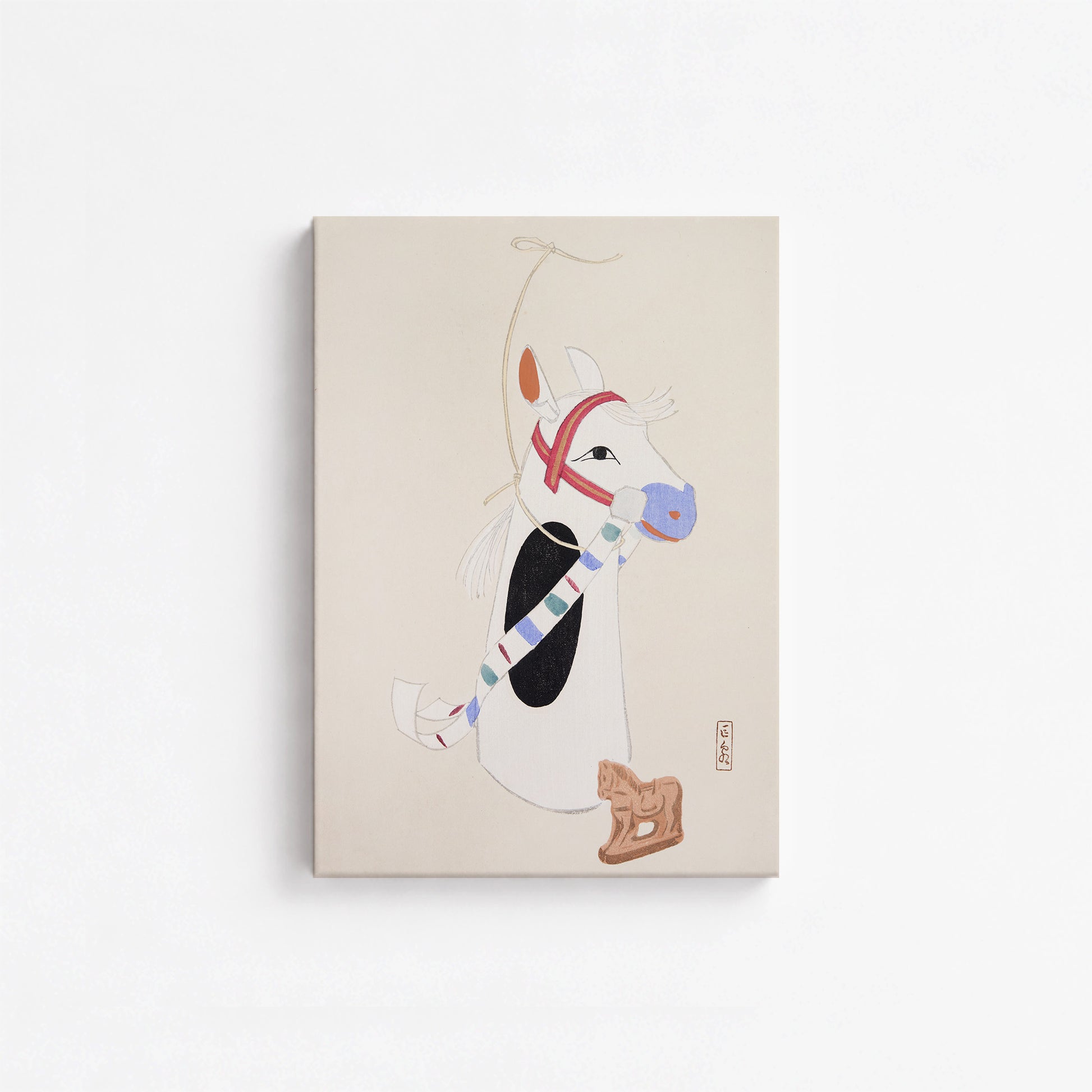 Kawasaki Kyosen: Kyosen’s Collected Illustrations of Japanese Toys Nr. 48 ("Ornate Equine Folklore"), 21x30cm Satin Canvas Art Reproduction