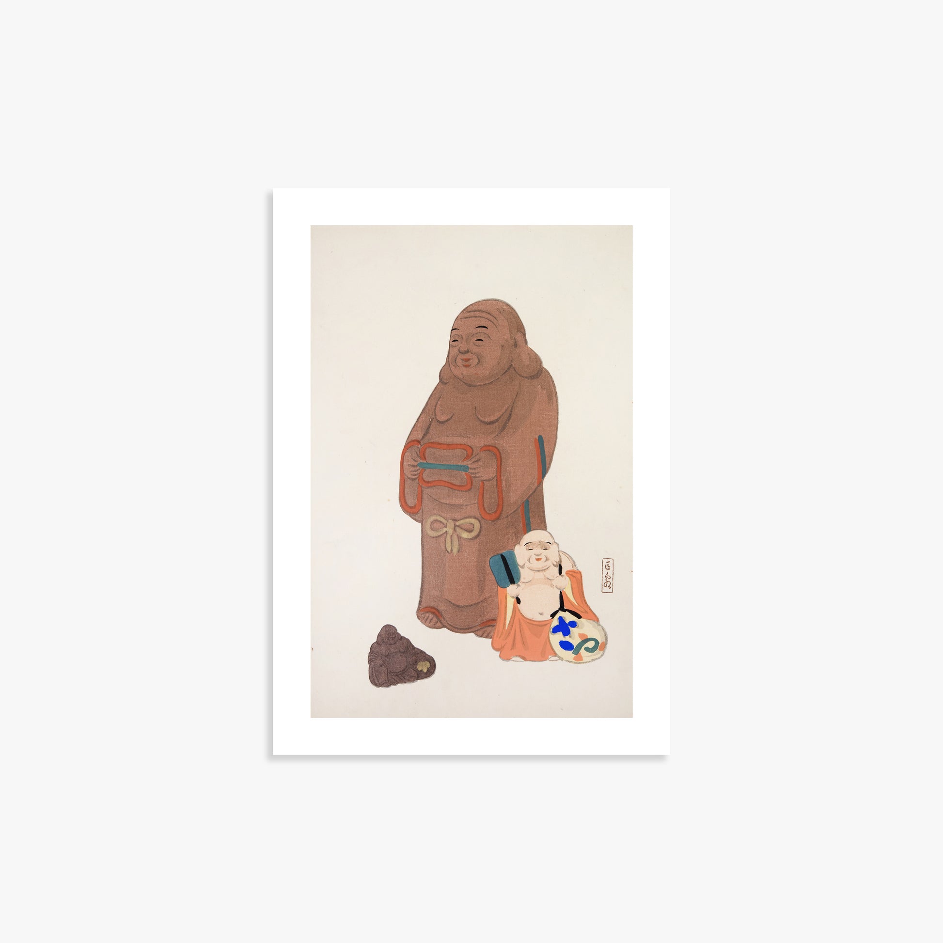 Kawasaki Kyosen: Kyosen’s Collected Illustrations of Japanese Toys Nr. 51 ("Serene Statues"), 21x30cm Art Reproduction Unframed