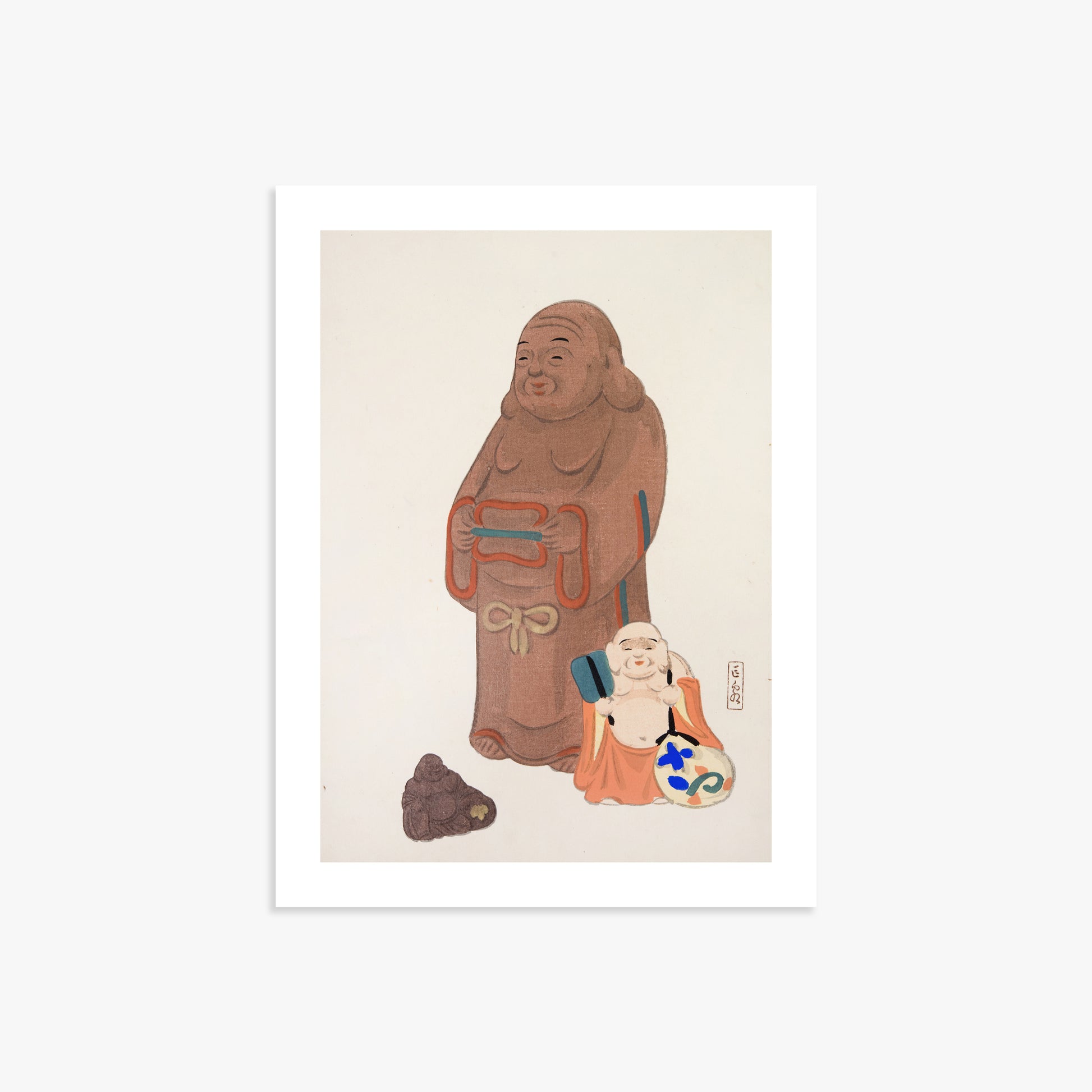 Kawasaki Kyosen: Kyosen’s Collected Illustrations of Japanese Toys Nr. 51 ("Serene Statues"), 30x40cm Art Reproduction Unframed