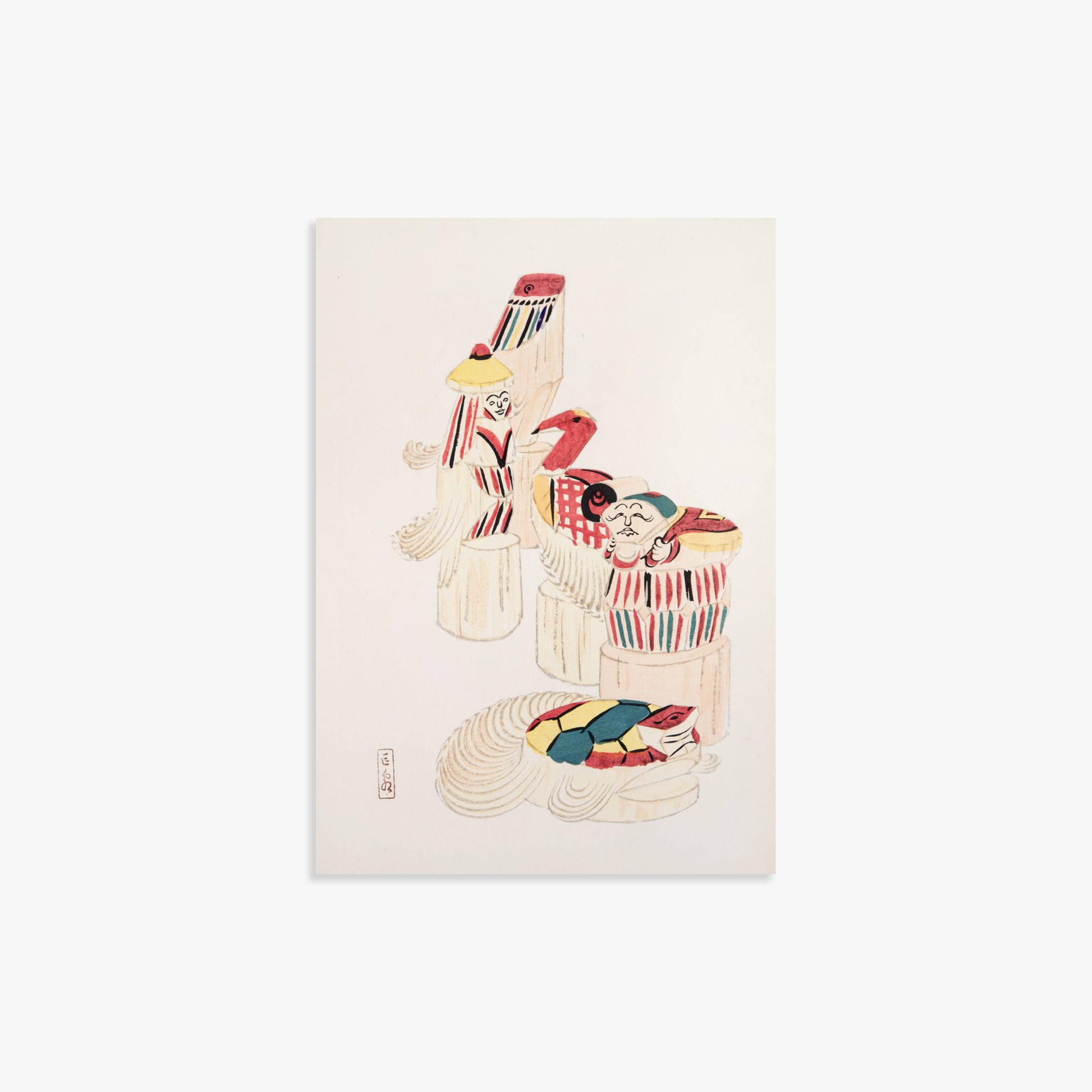 Kawasaki Kyosen: Kyosen’s Collected Illustrations of Japanese Toys Nr. 52 ("Ancient Folk Spirits"), 21x30cm Art Reproduction Unframed
