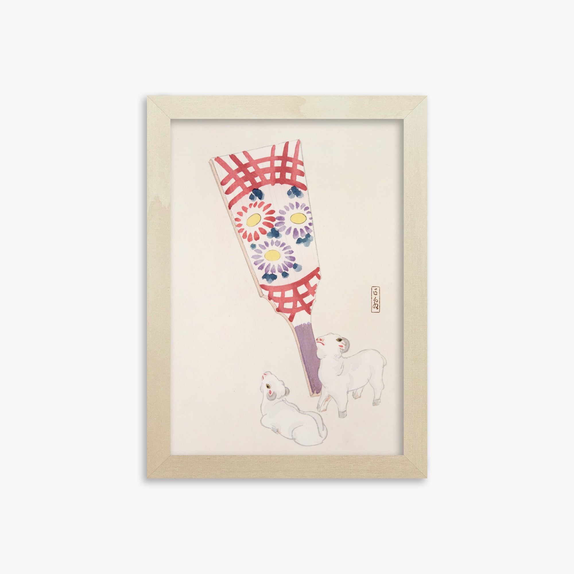 Kyosen's Collected Illustrations of Japanese Toys Nr. 54 ("Playful Spirits: Traditional Paddle and Lambs")