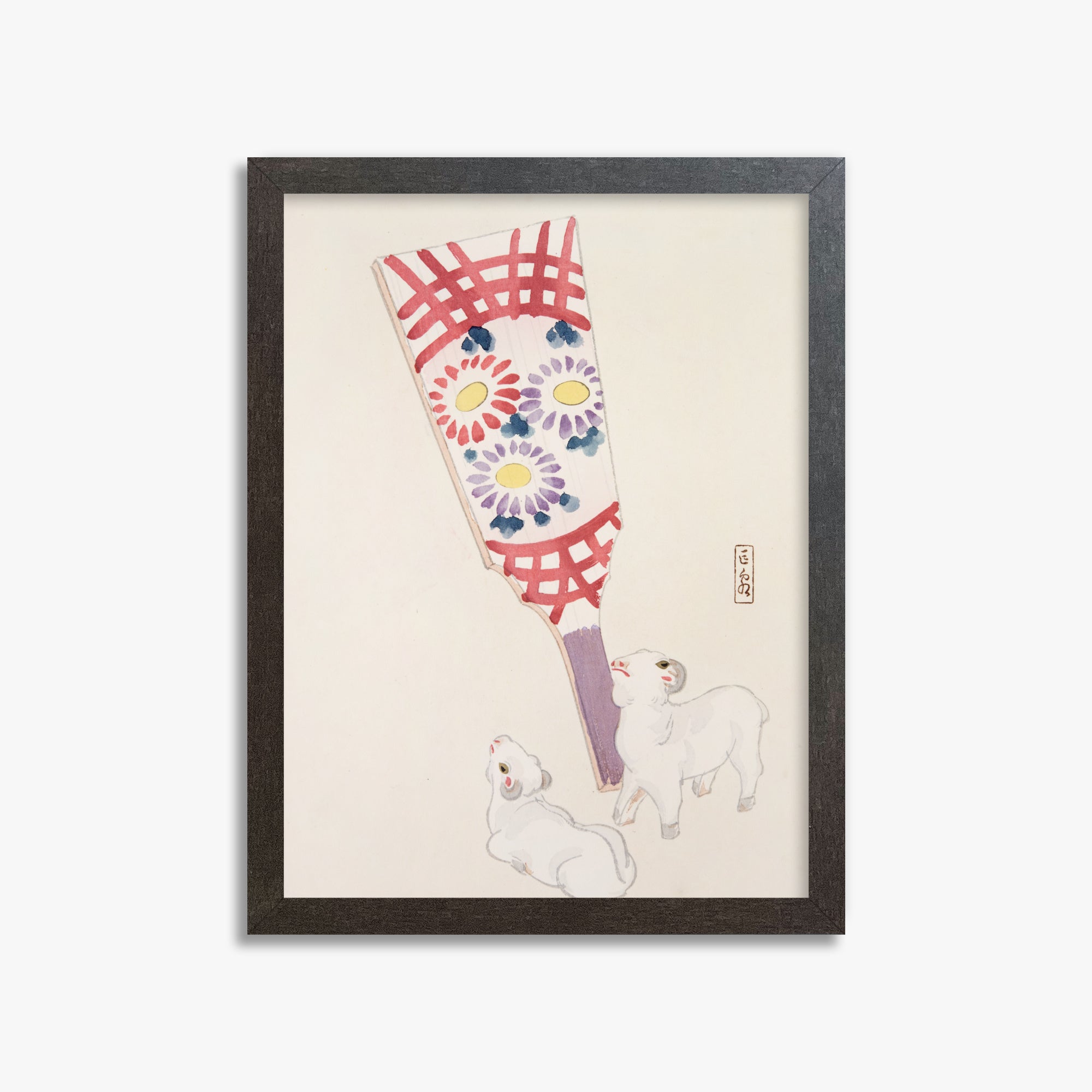 Kyosen's Collected Illustrations of Japanese Toys Nr. 54 ("Playful Spirits: Traditional Paddle and Lambs")