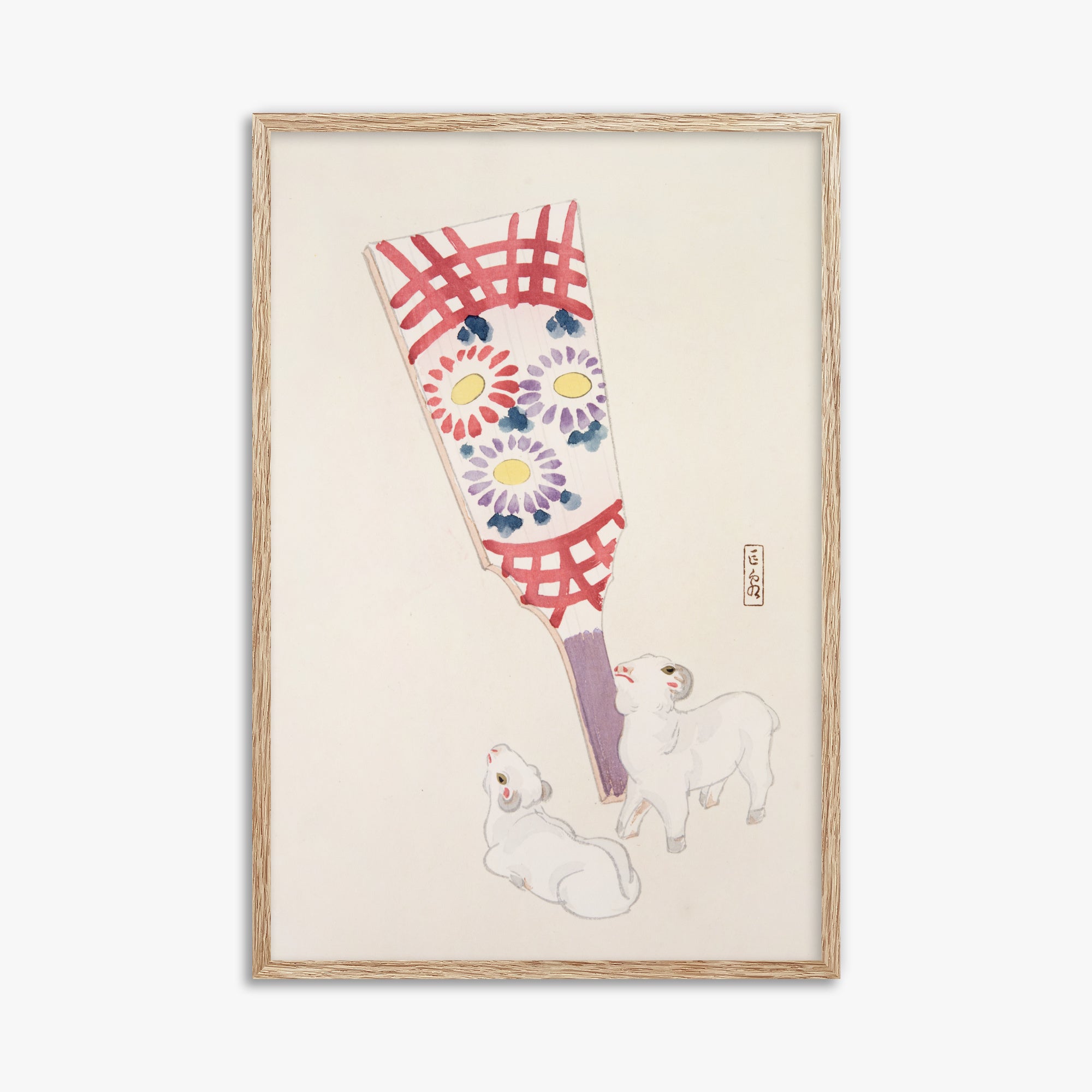 Kyosen's Collected Illustrations of Japanese Toys Nr. 54 ("Playful Spirits: Traditional Paddle and Lambs")