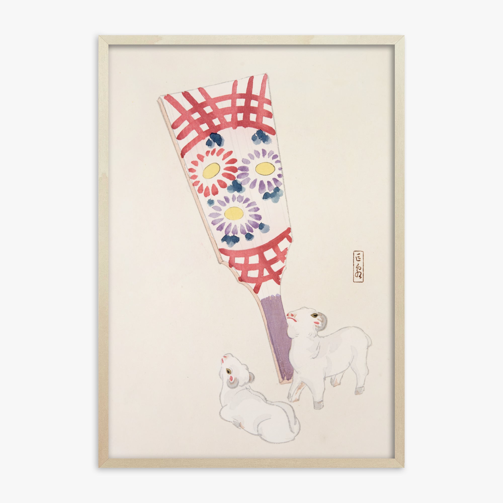 Kyosen's Collected Illustrations of Japanese Toys Nr. 54 ("Playful Spirits: Traditional Paddle and Lambs")
