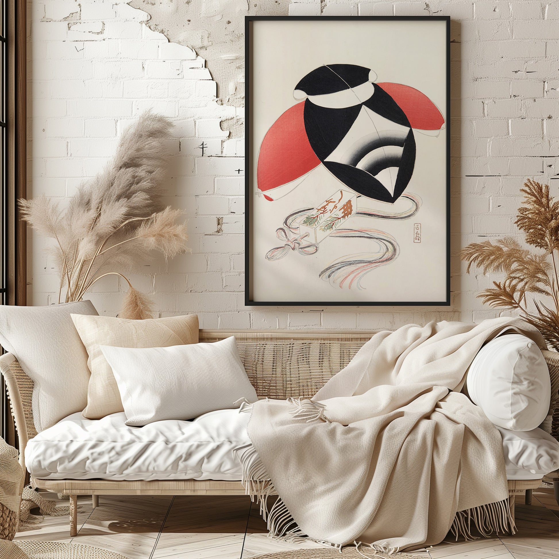 Design Concept No. 29 for Kawasaki Kyosen: Kyosen’s Collected Illustrations of Japanese Toys Nr. 56 ("Harlequin Festival Kite") Japanese Wall Art