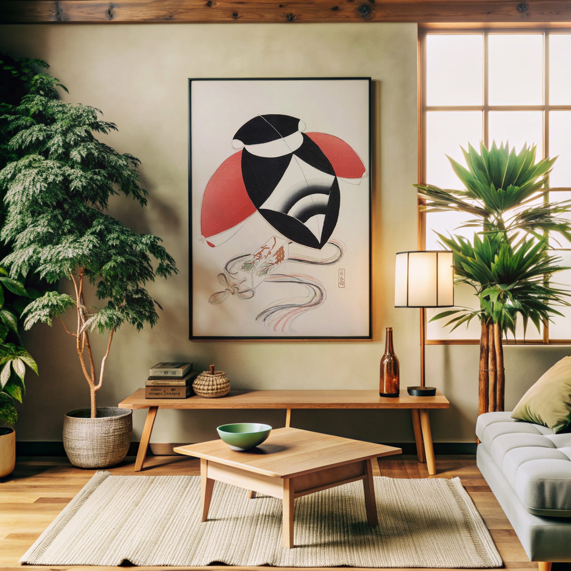 Design Concept No. 32 for Kawasaki Kyosen: Kyosen’s Collected Illustrations of Japanese Toys Nr. 56 ("Harlequin Festival Kite") Japanese Wall Art