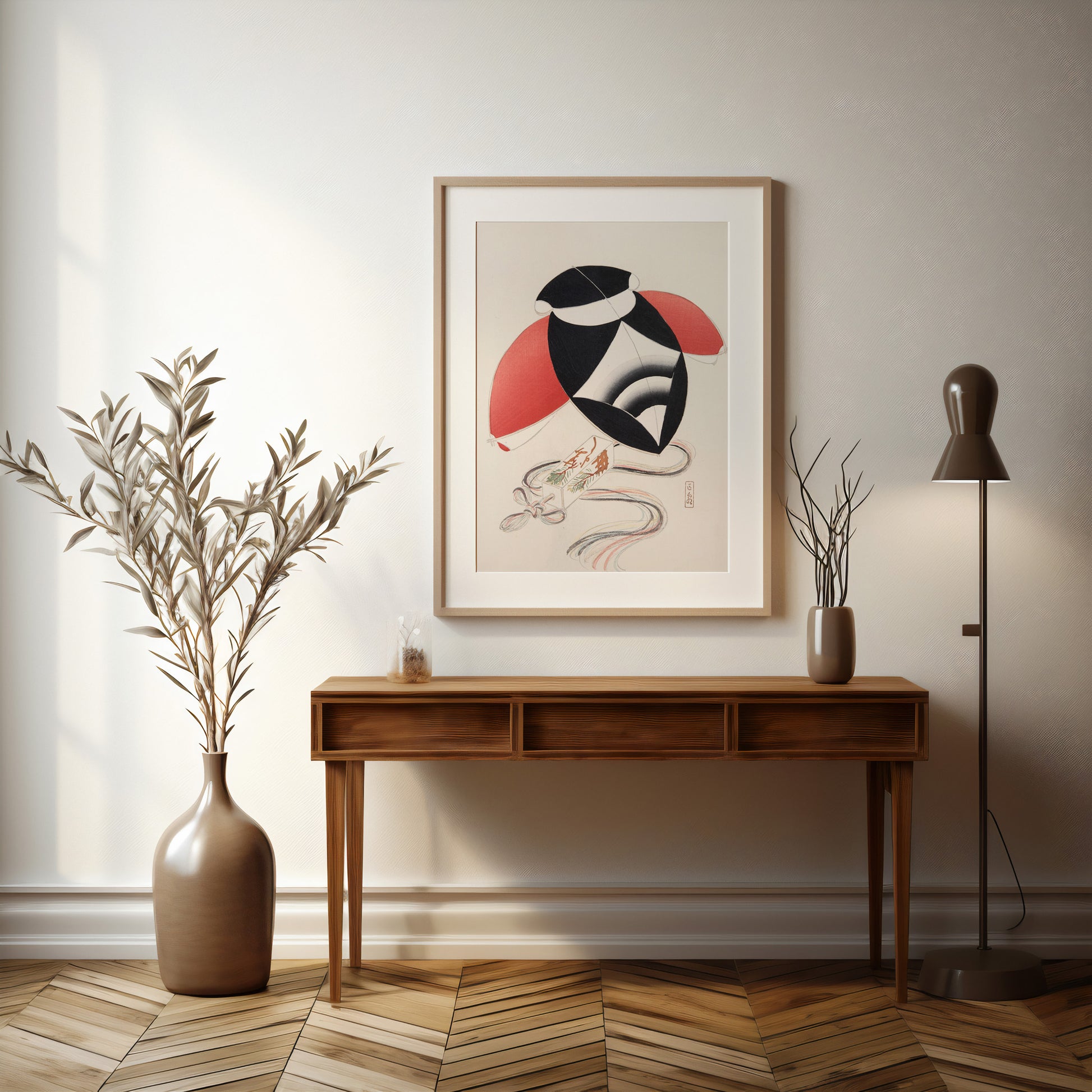 Design Concept No. 37 for Kawasaki Kyosen: Kyosen’s Collected Illustrations of Japanese Toys Nr. 56 ("Harlequin Festival Kite") Japanese Wall Art