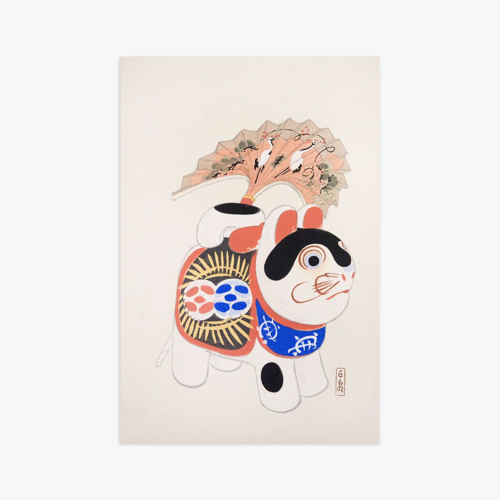 Kawasaki Kyosen: Kyosen’s Collected Illustrations of Japanese Toys Nr. 58 ("Lucky Guardian - Vintage Charm"), 61x91cm Art Reproduction Unframed