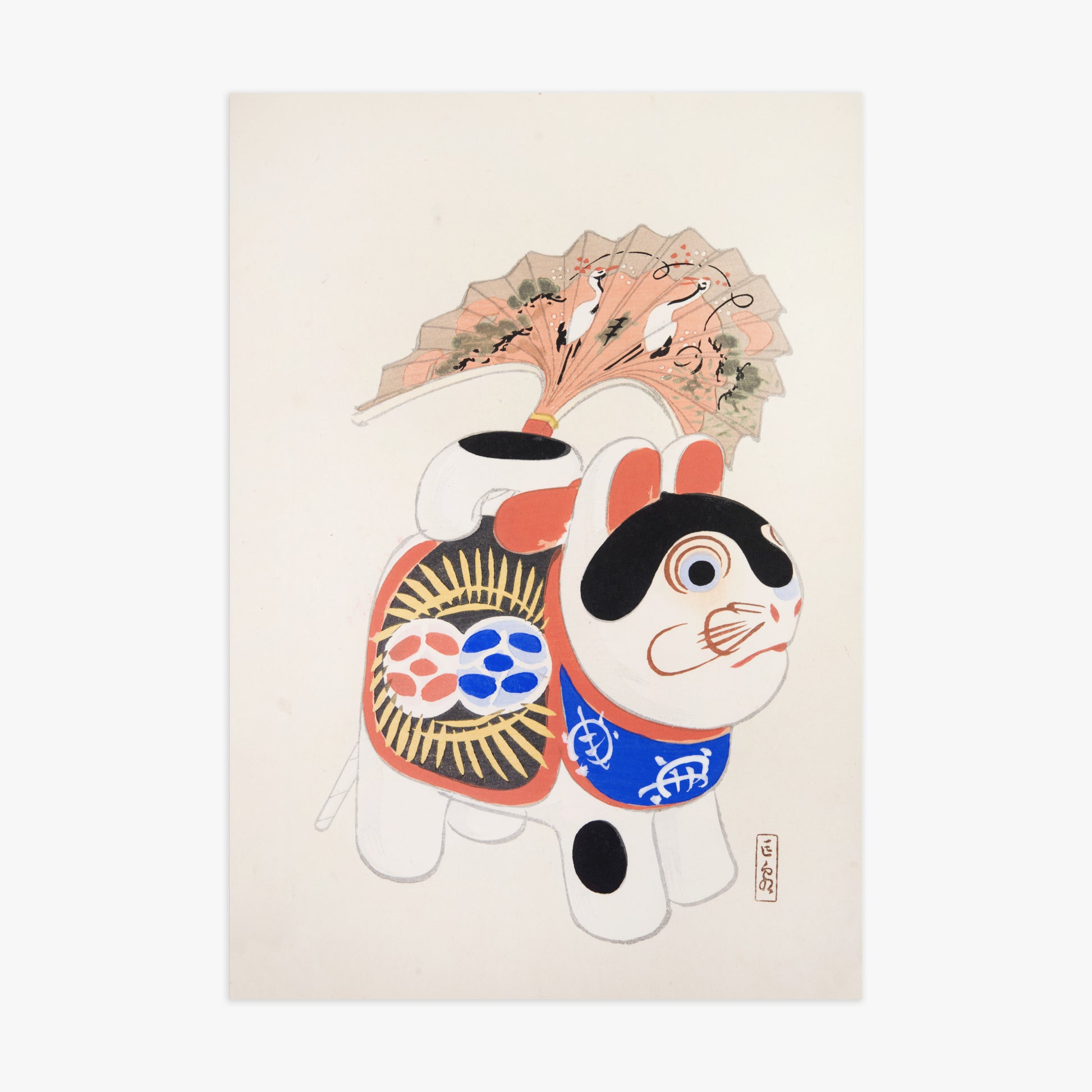 Kawasaki Kyosen: Kyosen’s Collected Illustrations of Japanese Toys Nr. 58 ("Lucky Guardian - Vintage Charm"), 70x100cm Art Reproduction Unframed