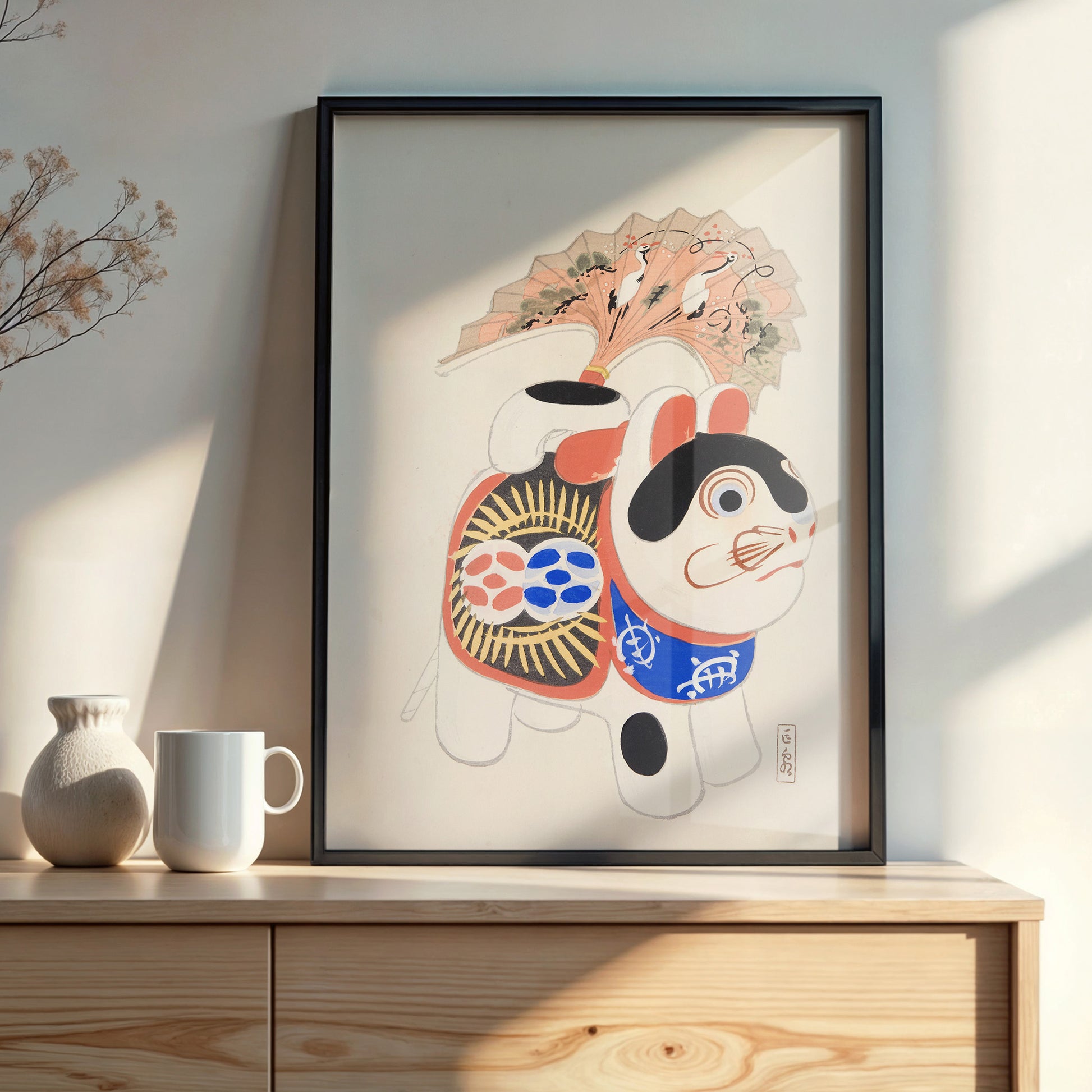 Design Concept No. 22 for Kawasaki Kyosen: Kyosen’s Collected Illustrations of Japanese Toys Nr. 58 ("Lucky Guardian - Vintage Charm") Japanese Wall Art