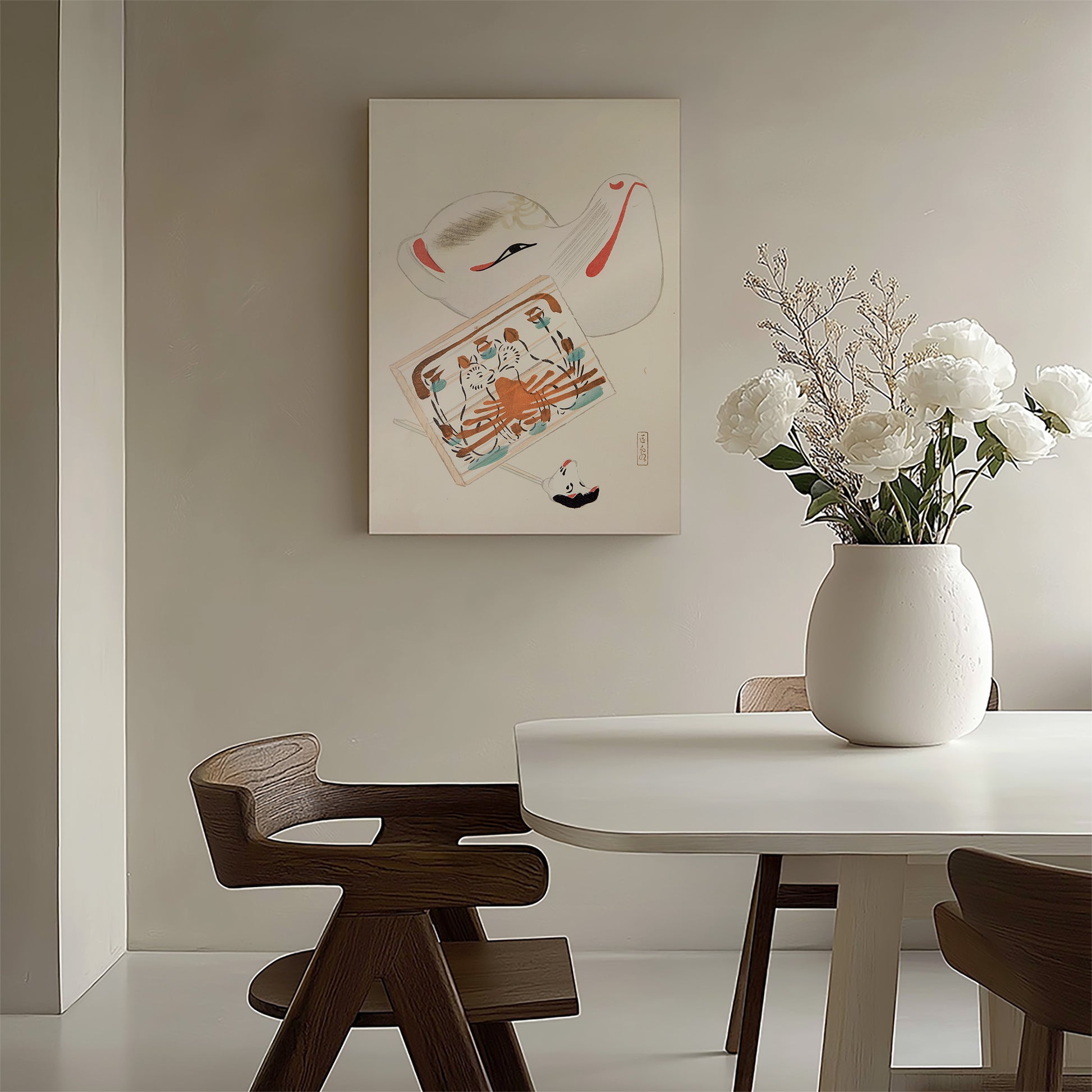 Design Concept No. 58 for Kawasaki Kyosen: Kyosen’s Collected Illustrations of Japanese Toys Nr. 59 ("Serene Eastern Tranquility") Japanese Satin Canvas Wall Art