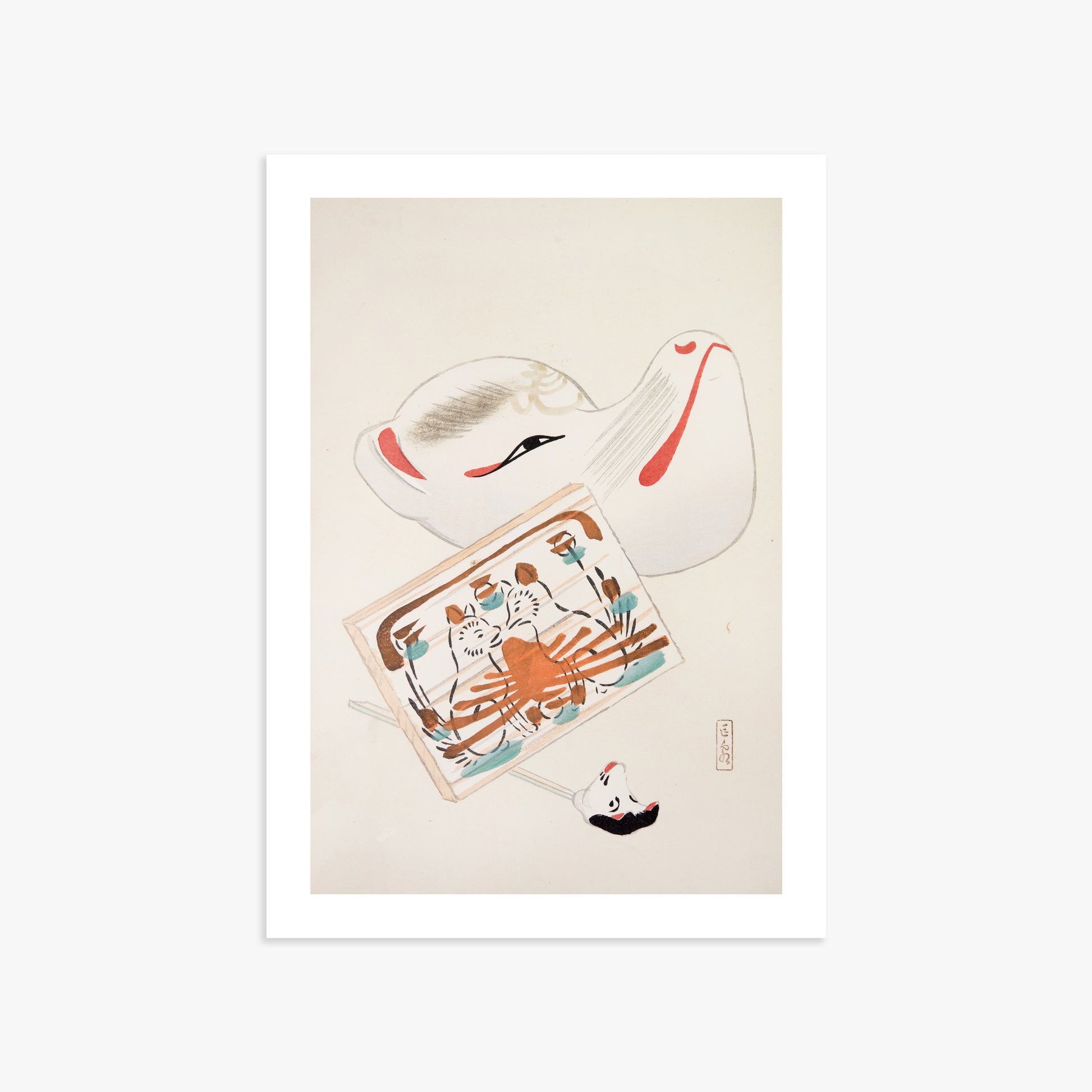 Kawasaki Kyosen: Kyosen’s Collected Illustrations of Japanese Toys Nr. 59 ("Serene Eastern Tranquility"), 50x70cm Printed Poster