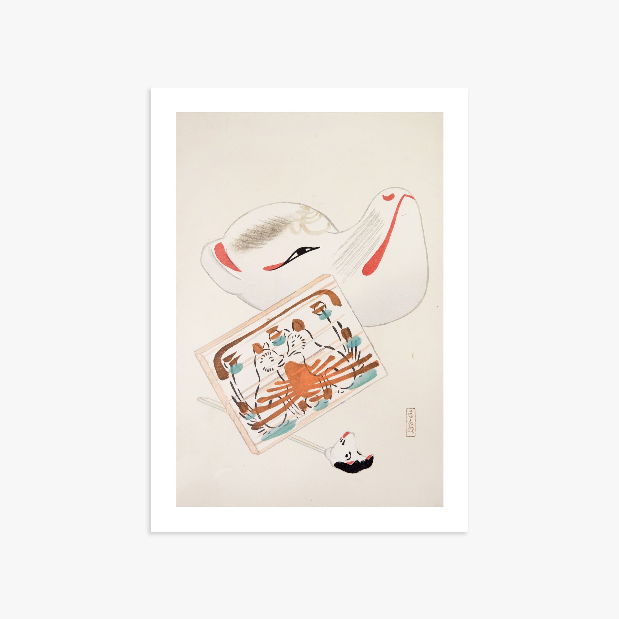 Kawasaki Kyosen: Kyosen’s Collected Illustrations of Japanese Toys Nr. 59 ("Serene Eastern Tranquility"), 50x70cm Printed Poster