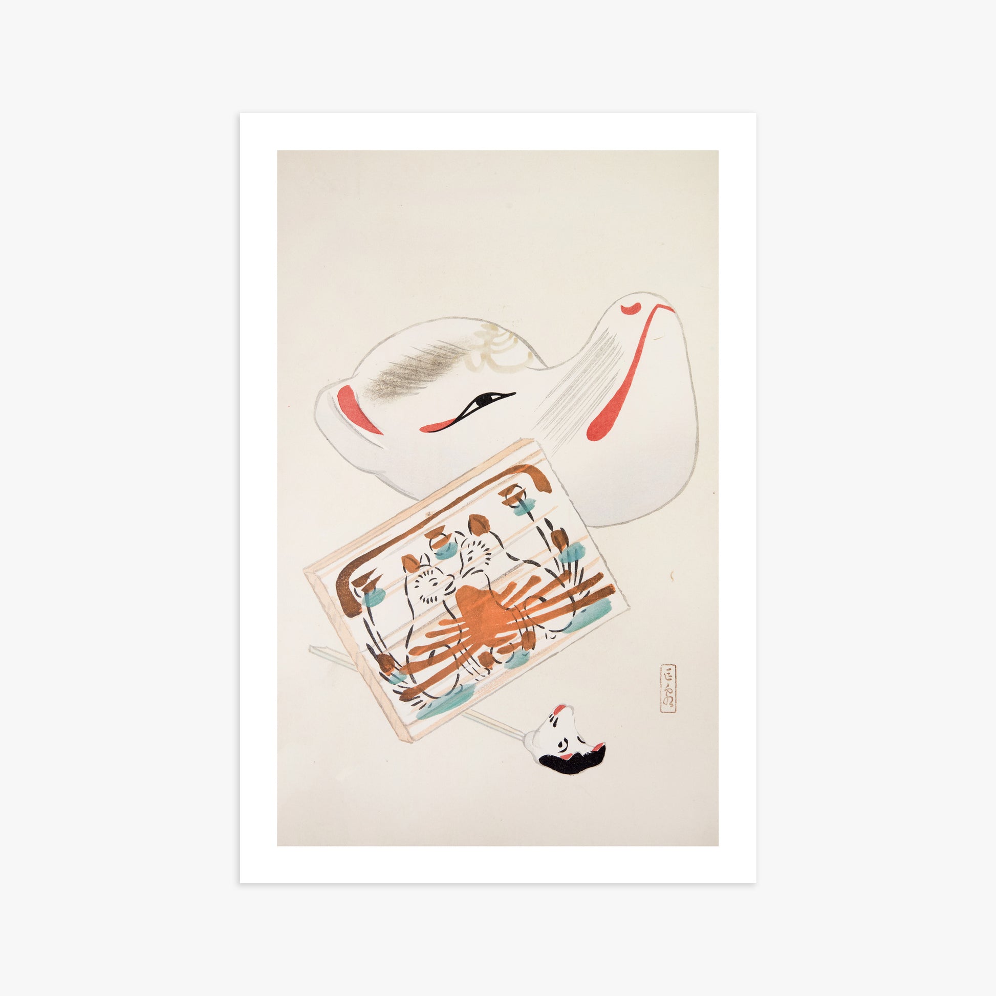 Kawasaki Kyosen: Kyosen’s Collected Illustrations of Japanese Toys Nr. 59 ("Serene Eastern Tranquility"), 61x91cm Printed Poster