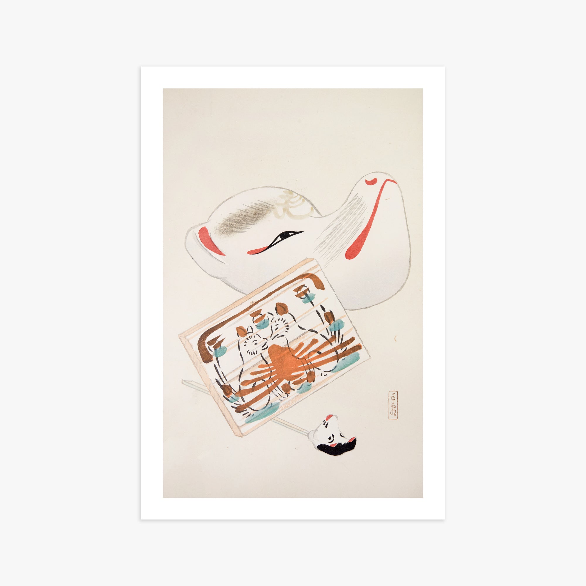 Kawasaki Kyosen: Kyosen’s Collected Illustrations of Japanese Toys Nr. 59 ("Serene Eastern Tranquility"), 61x91cm Printed Poster
