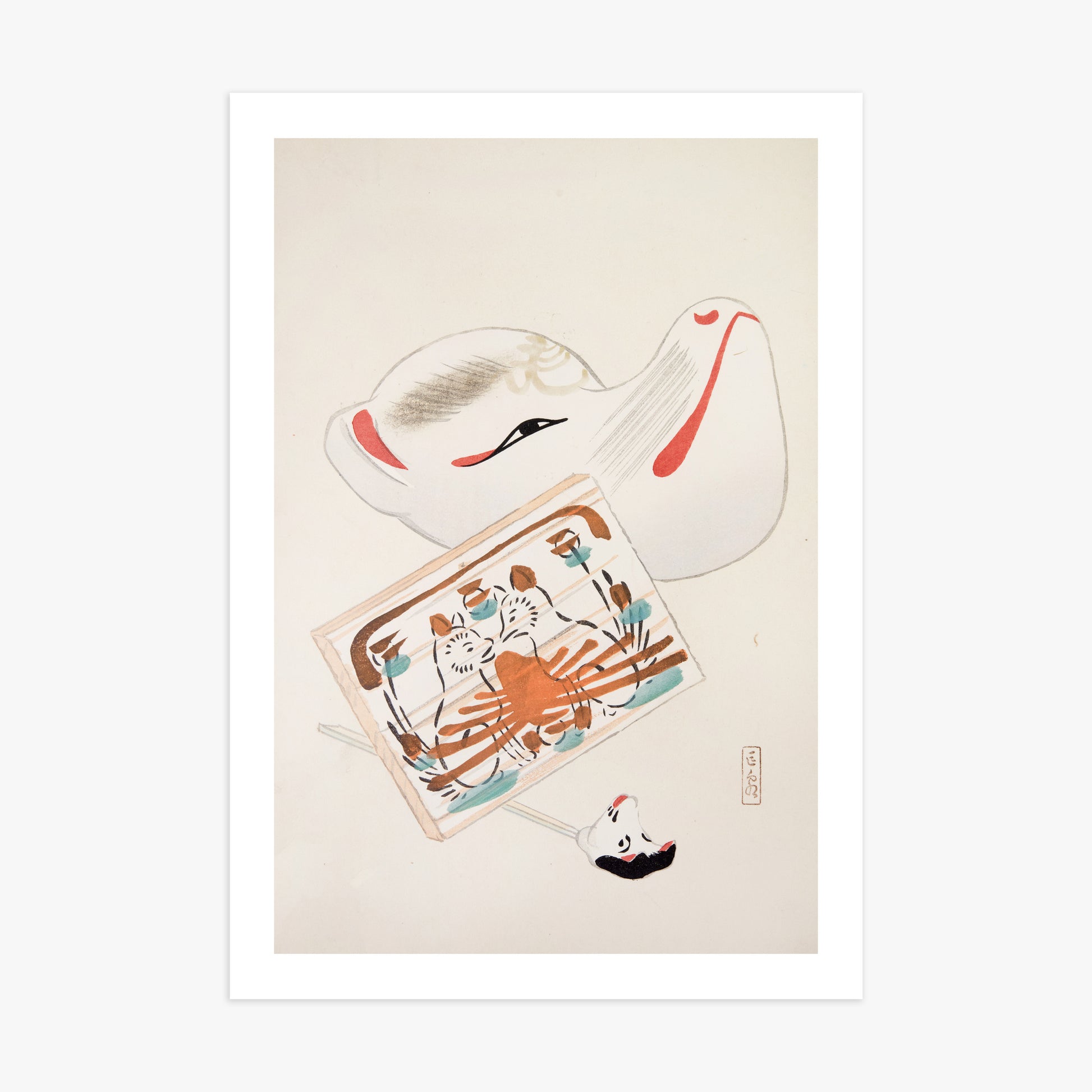 Kawasaki Kyosen: Kyosen’s Collected Illustrations of Japanese Toys Nr. 59 ("Serene Eastern Tranquility"), 70x100cm Printed Poster