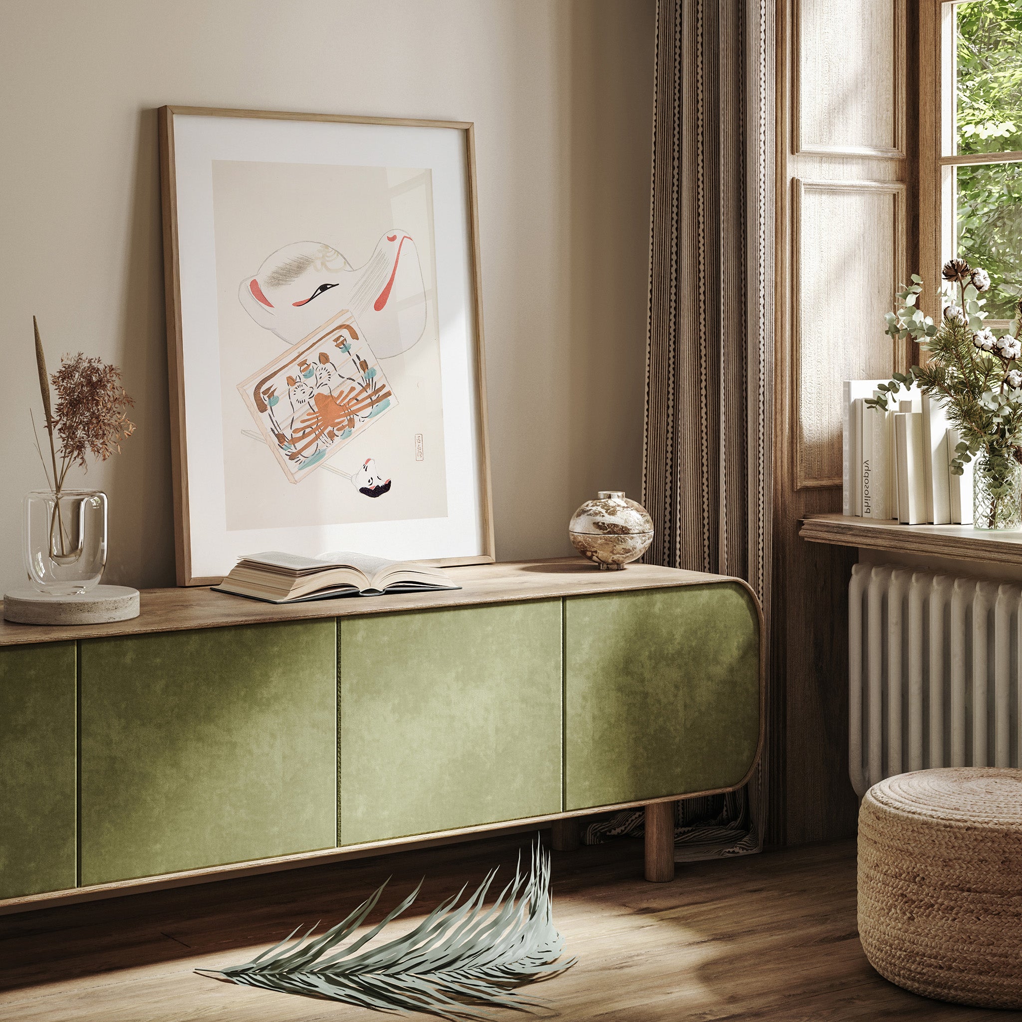 Design Concept No. 23 for Kawasaki Kyosen: Kyosen’s Collected Illustrations of Japanese Toys Nr. 59 ("Serene Eastern Tranquility") Japanese Wall Art